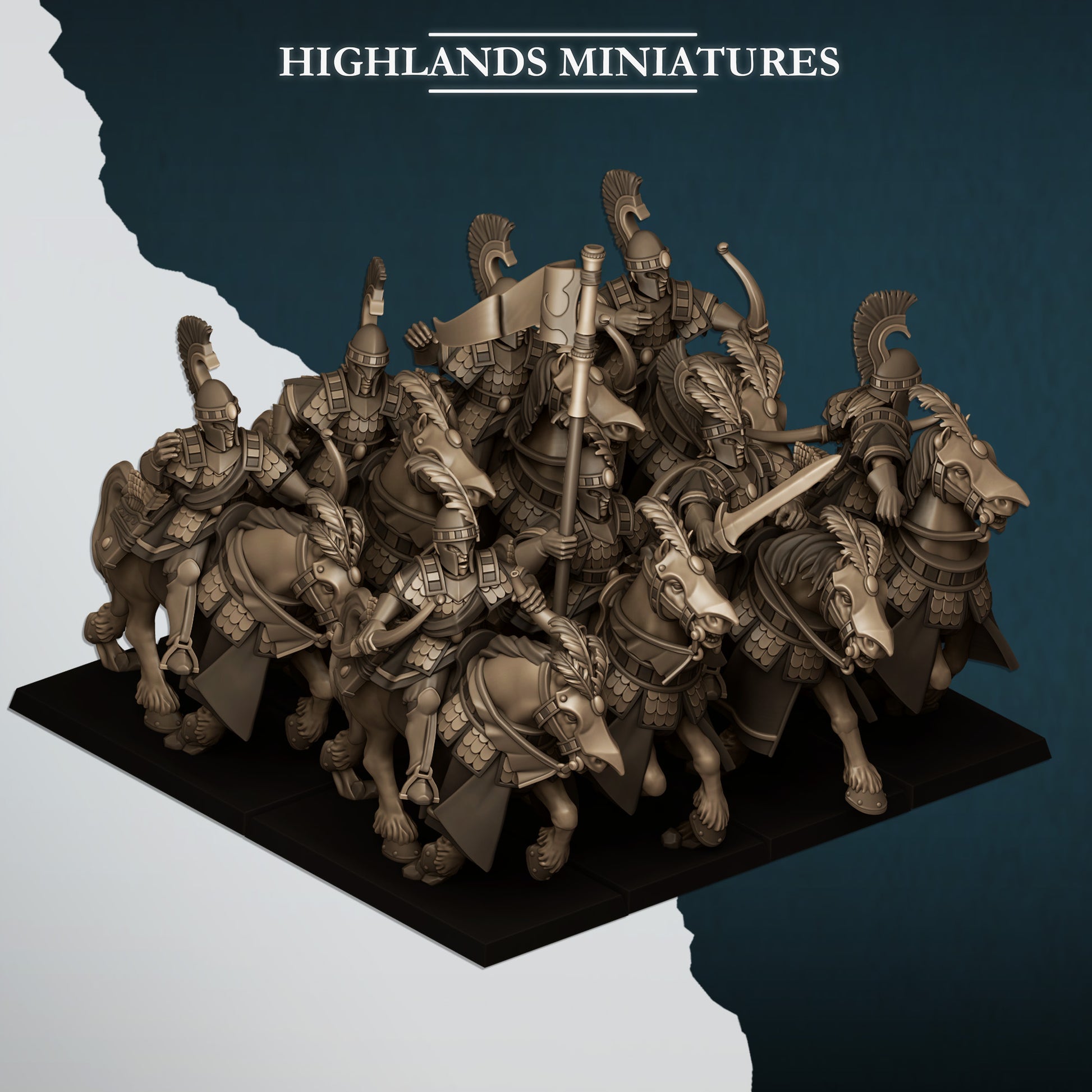 Miniatura Hippeis con Arcos Altos Elfos resina 28mm sin pintar - Drakholm