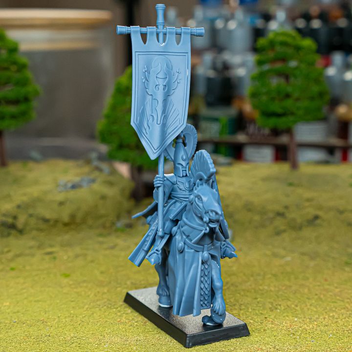 Miniatura Portaestandarte Montado Altos Elfos resina 28mm sin pintar - Drakholm