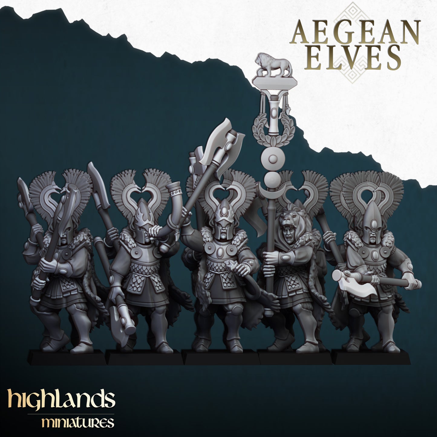 Miniatura Leones de Nemea Altos Elfos resina 28mm sin pintar - Drakholm