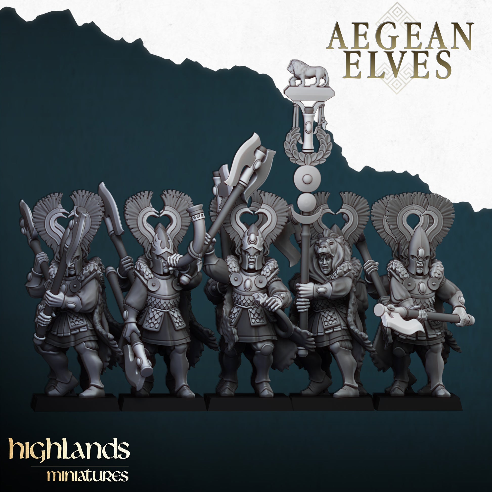 Miniatura Leones de Nemea Altos Elfos resina 28mm sin pintar - Drakholm
