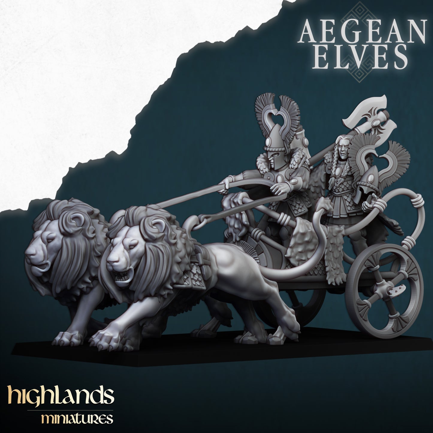 Miniatura Carro de Leones Altos Elfos resina 28mm sin pintar - Drakholm