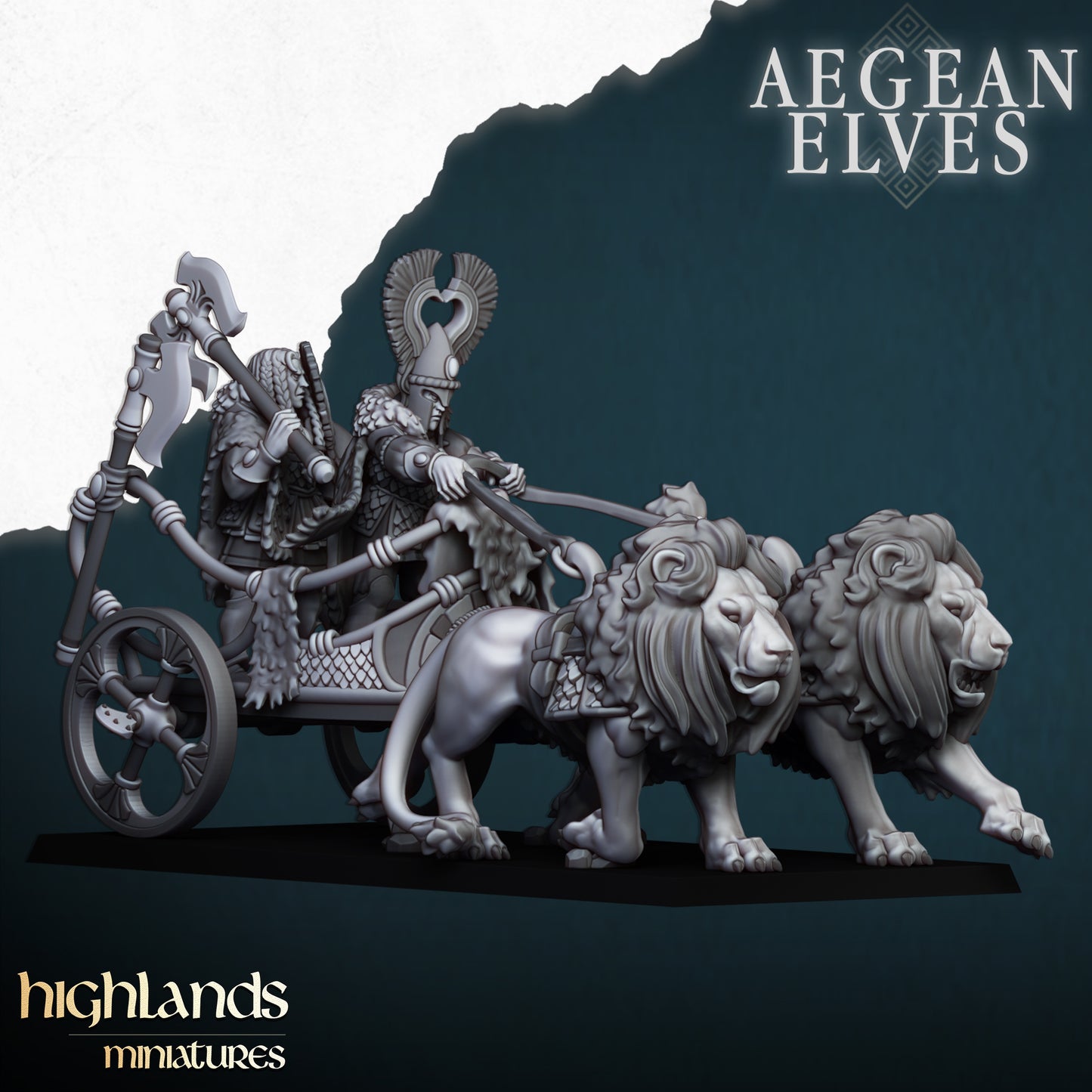 Miniatura Carro de Leones Altos Elfos resina 28mm sin pintar - Drakholm