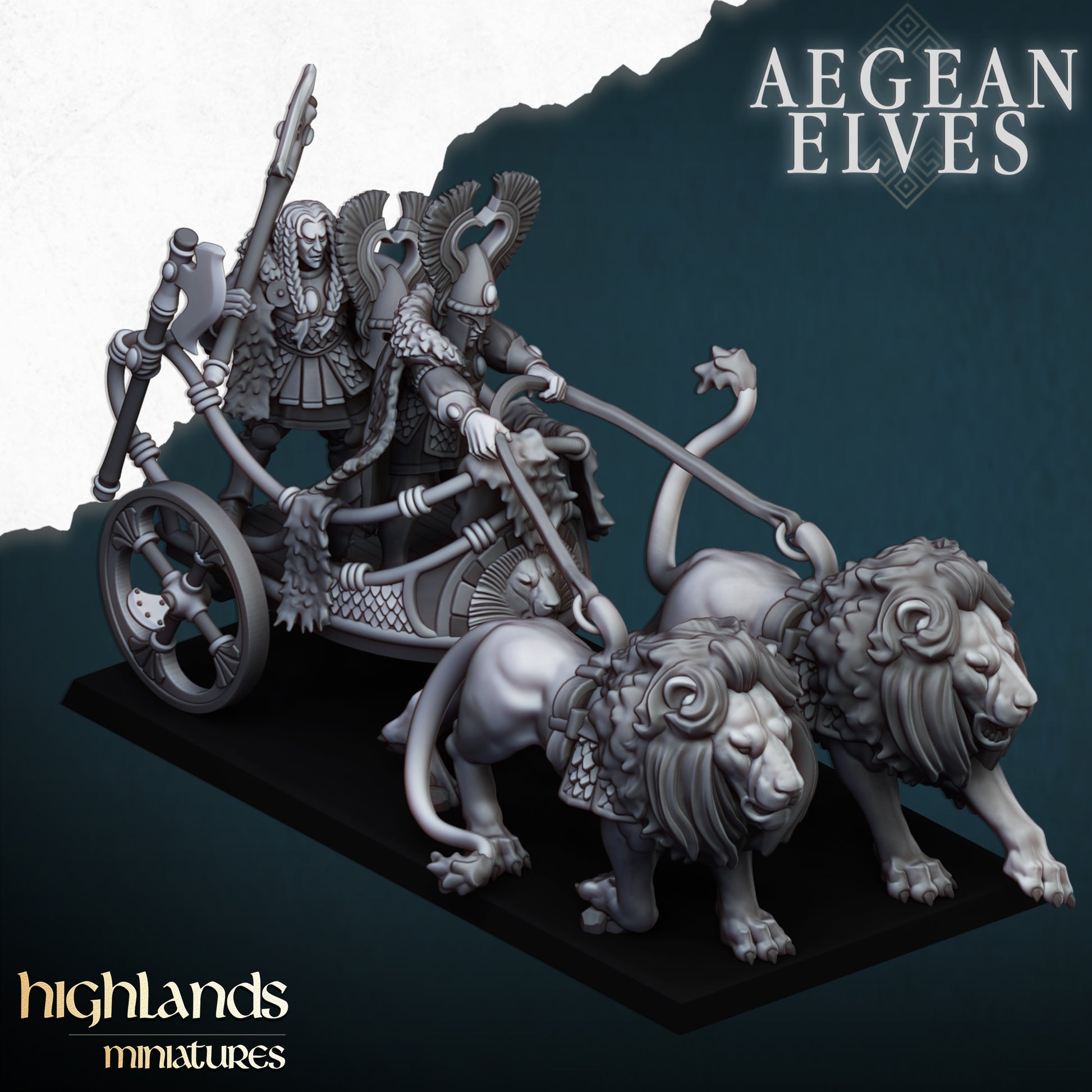 Miniatura Carro de Leones Altos Elfos resina 28mm sin pintar - Drakholm