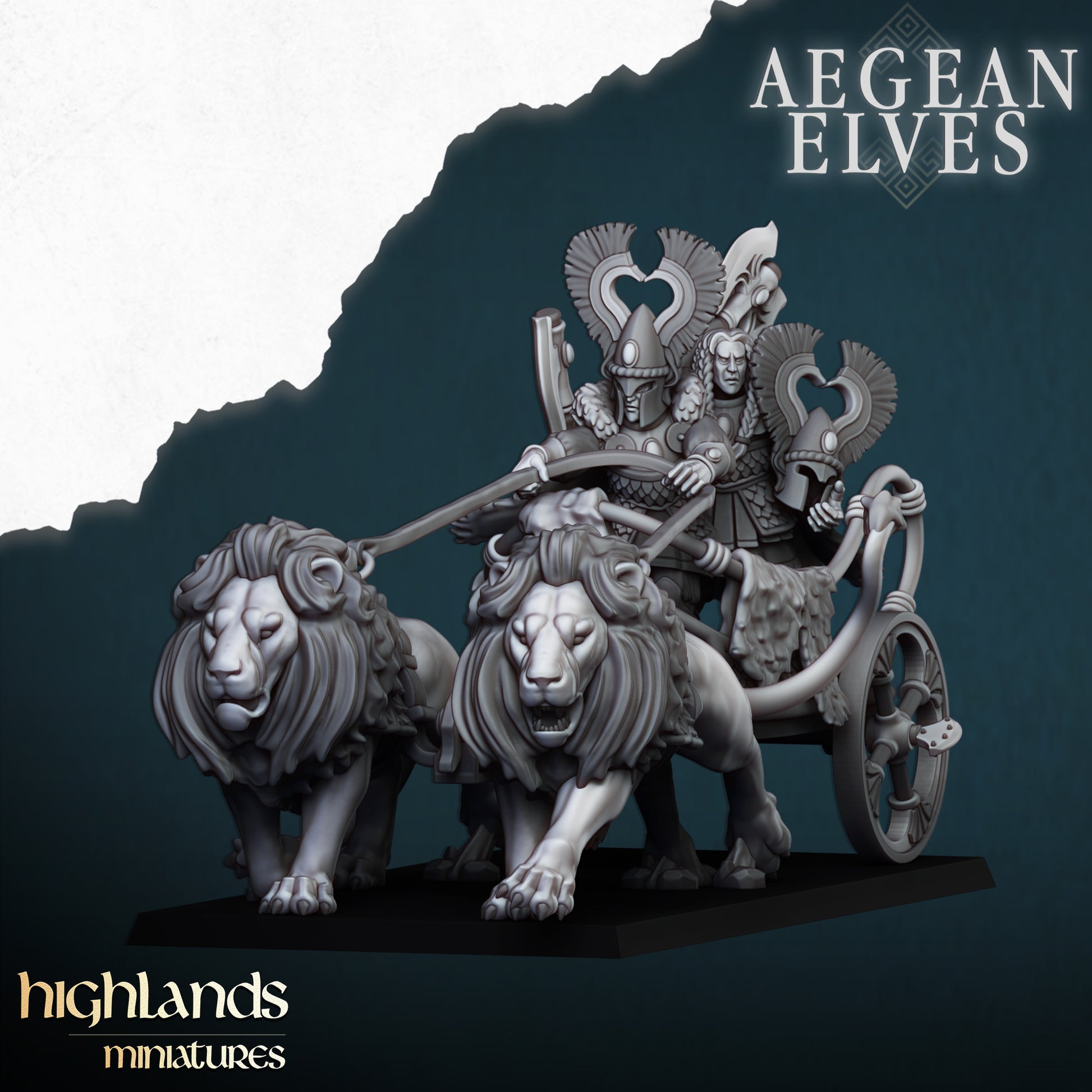 Miniatura Carro de Leones Altos Elfos resina 28mm sin pintar - Drakholm