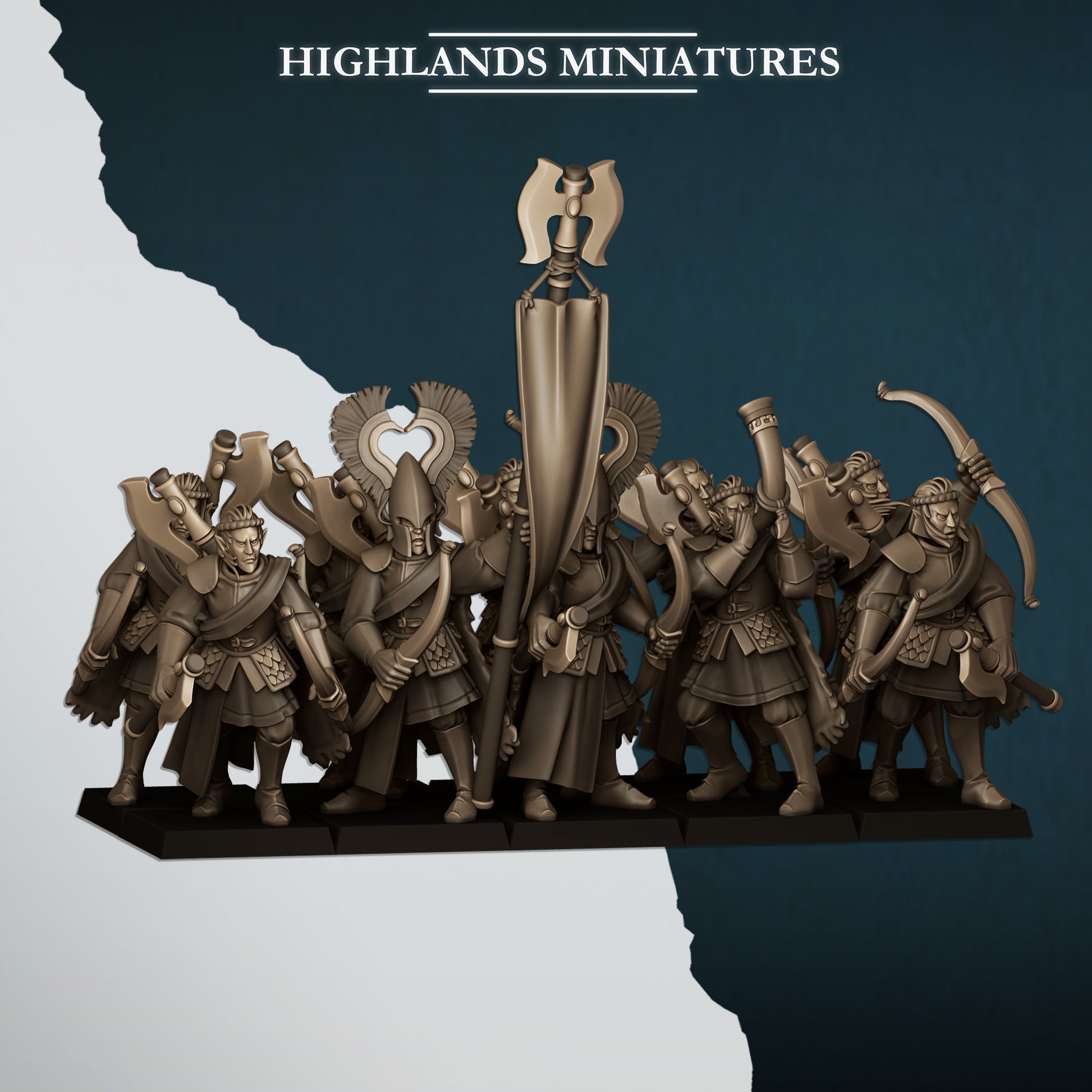 Miniatura Leones con Arcos Altos Elfos resina 28mm sin pintar - Drakholm