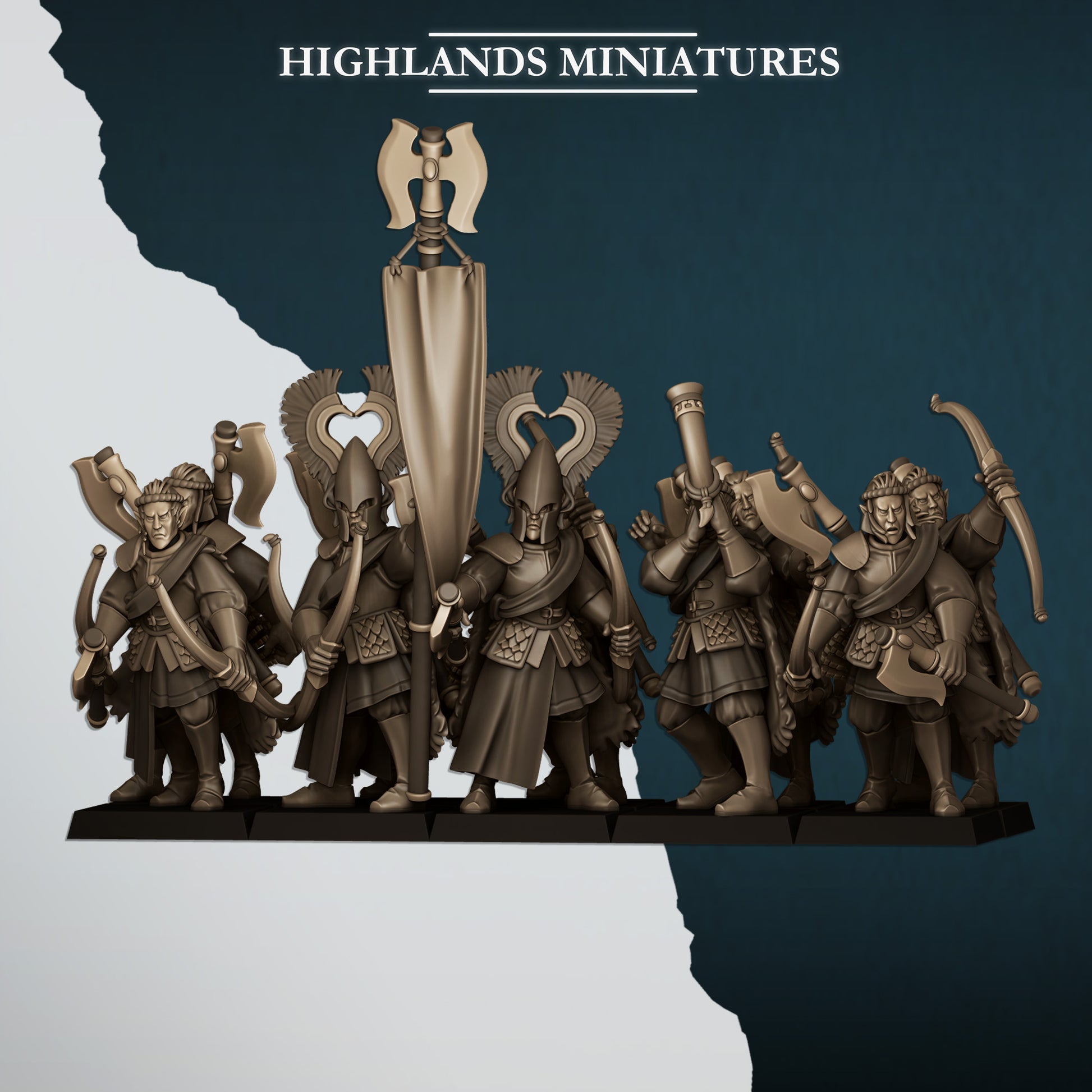 Miniatura Leones con Arcos Altos Elfos resina 28mm sin pintar - Drakholm