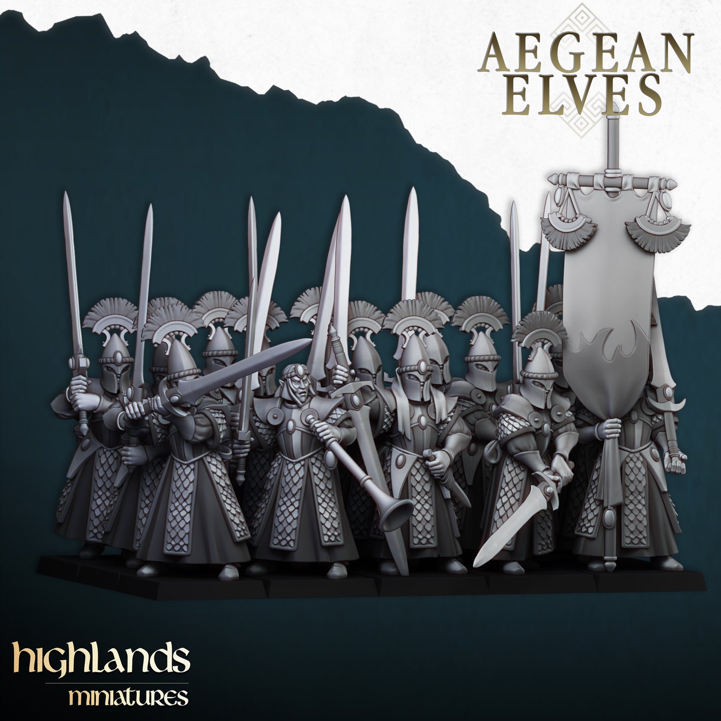 Miniatura Espadas de Mesara Altos Elfos resina 28mm sin pintar - Drakholm