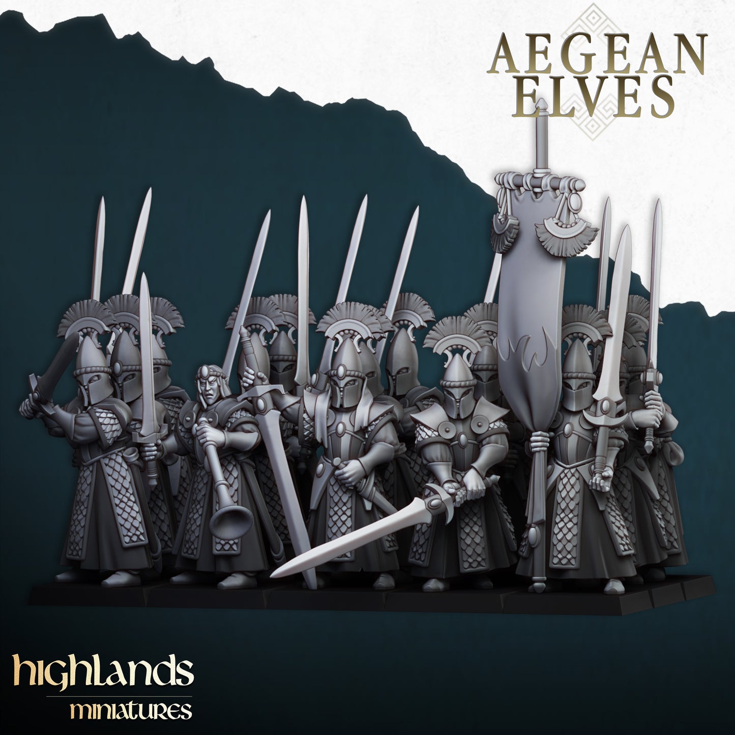 Miniatura Espadas de Mesara Altos Elfos resina 28mm sin pintar - Drakholm