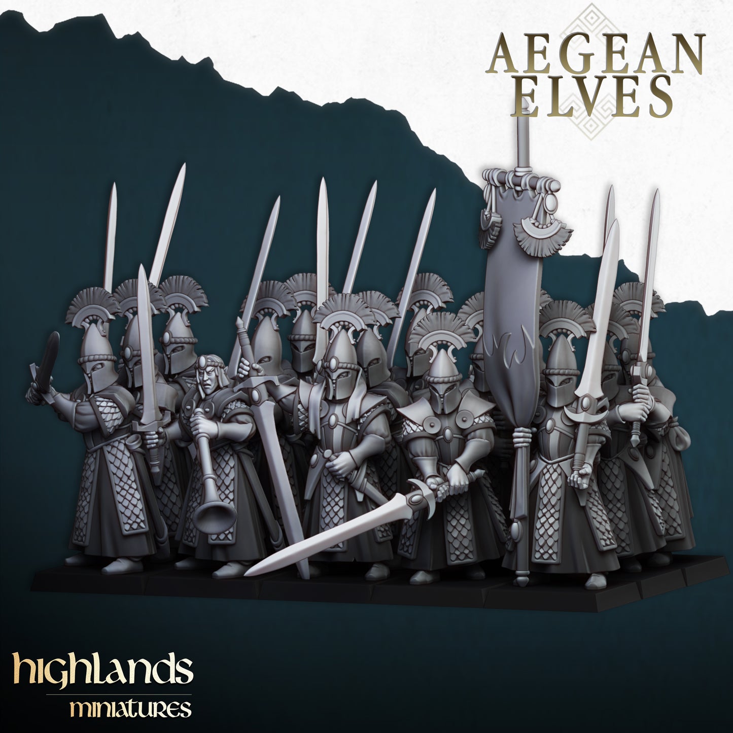 Miniatura Espadas de Mesara Altos Elfos resina 28mm sin pintar - Drakholm