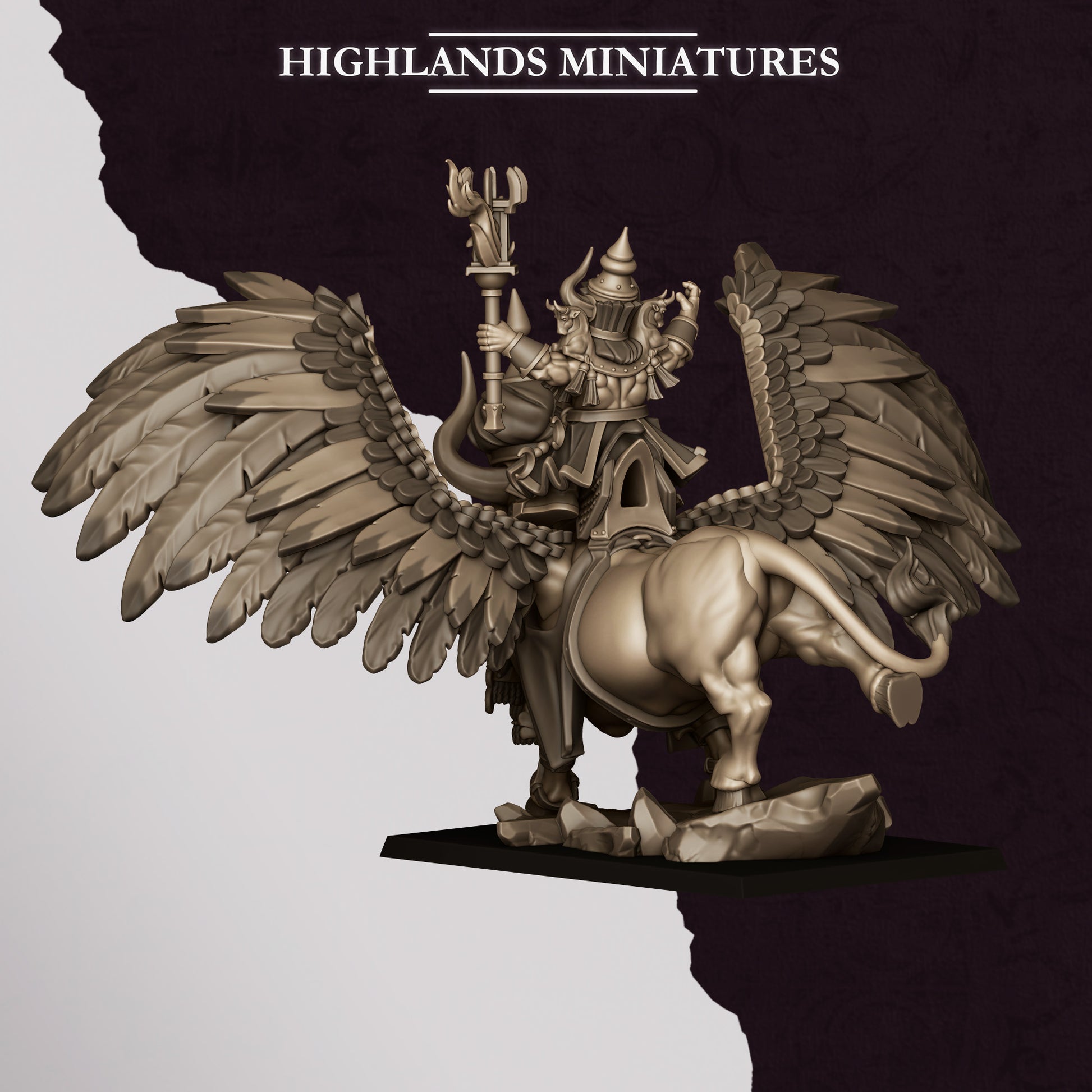 Miniatura Gran Hechicero de Marduk en Lammasu Enanos Infernales resina 28mm sin pintar - Drakholm