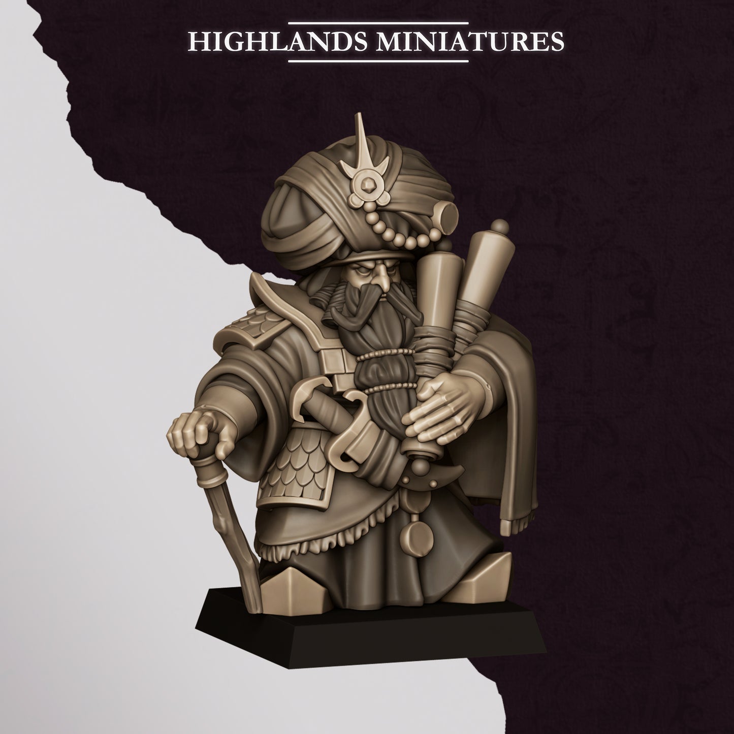 Miniatura Hechicero de Marduk Enanos Infernales resina 28mm sin pintar - Drakholm