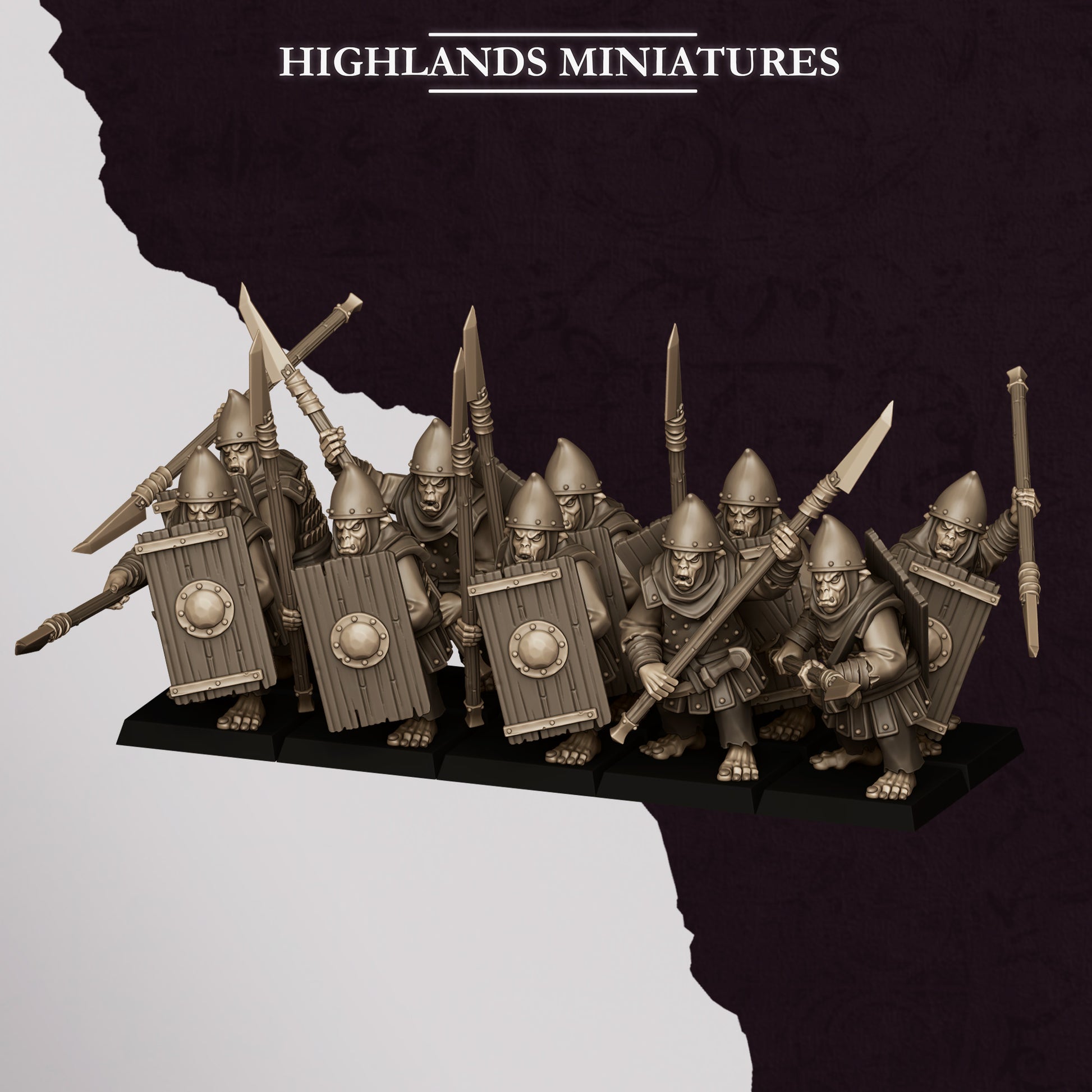 Miniatura Lanceros Hobgoblin Enanos Infernales resina 28mm sin pintar - Drakholm