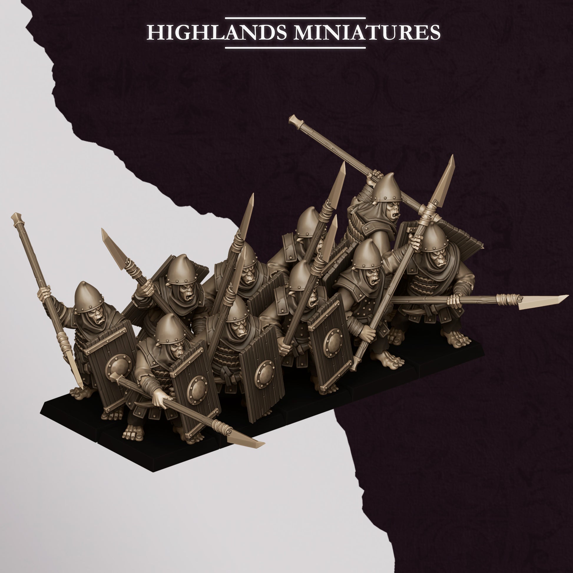 Miniatura Lanceros Hobgoblin Enanos Infernales resina 28mm sin pintar - Drakholm