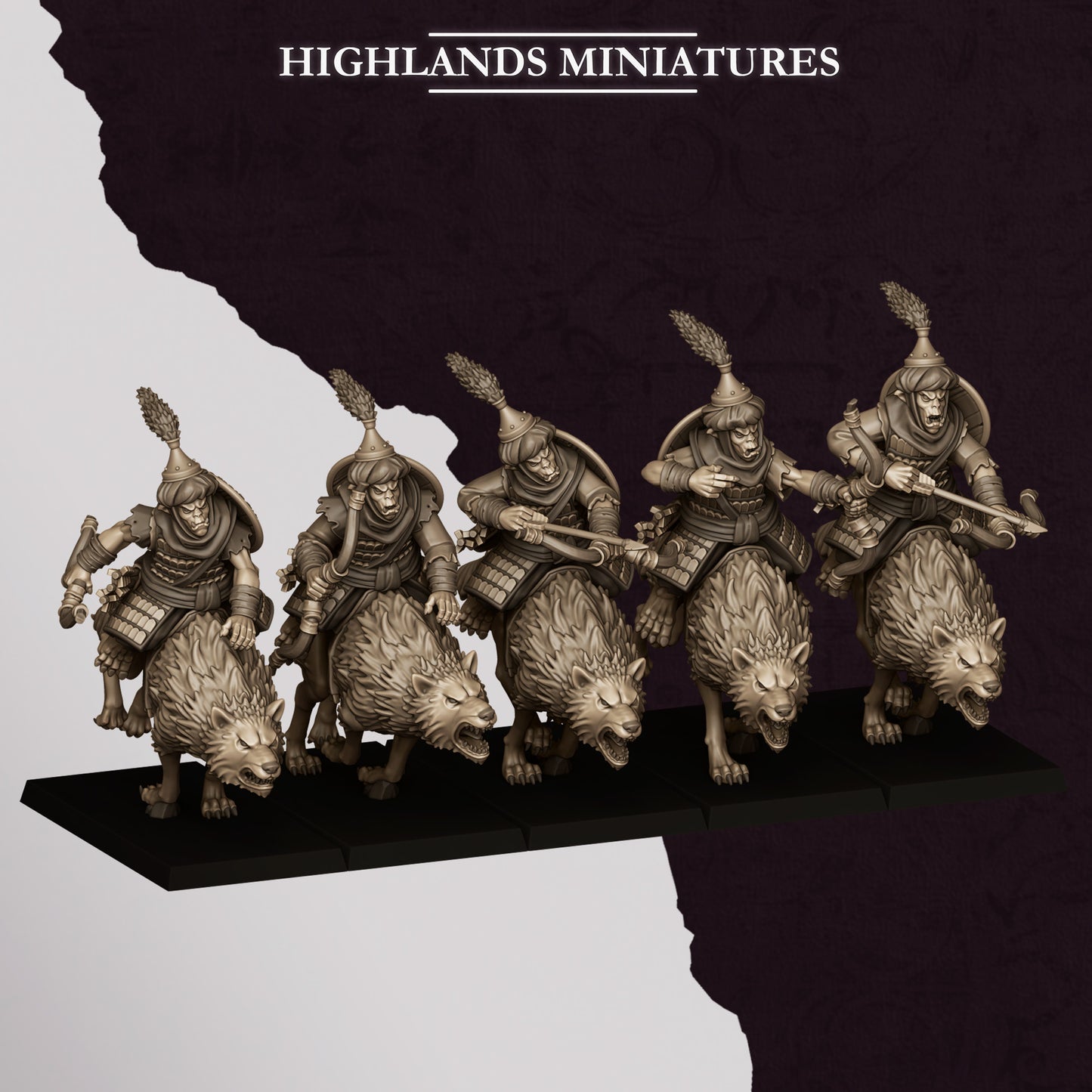 Miniatura Jinetes Hobgoblin Enanos Infernales resina 28mm sin pintar - Drakholm