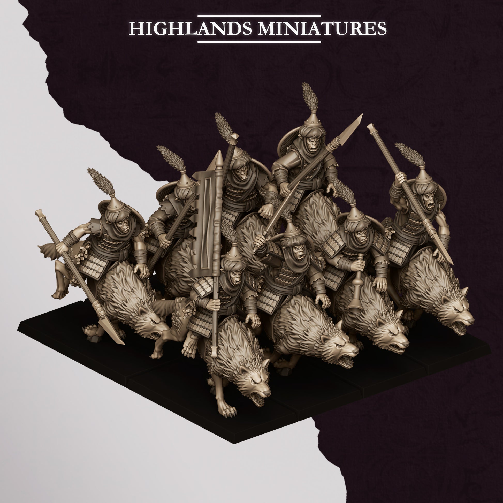 Miniatura Jinetes Hobgoblin Enanos Infernales resina 28mm sin pintar - Drakholm