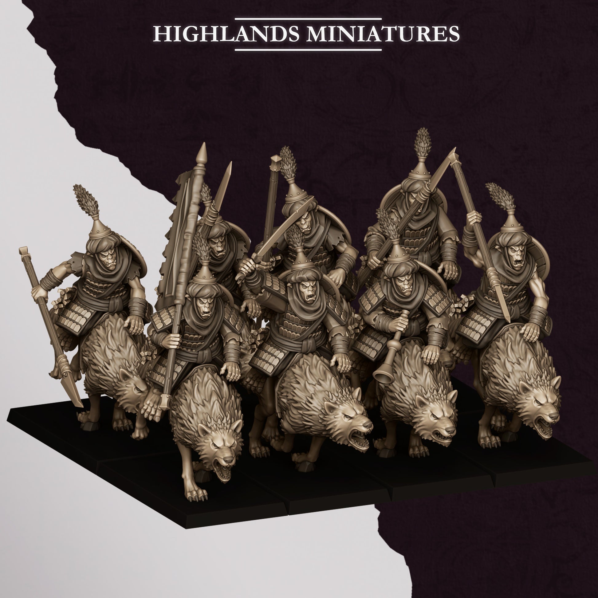 Miniatura Jinetes Hobgoblin Enanos Infernales resina 28mm sin pintar - Drakholm
