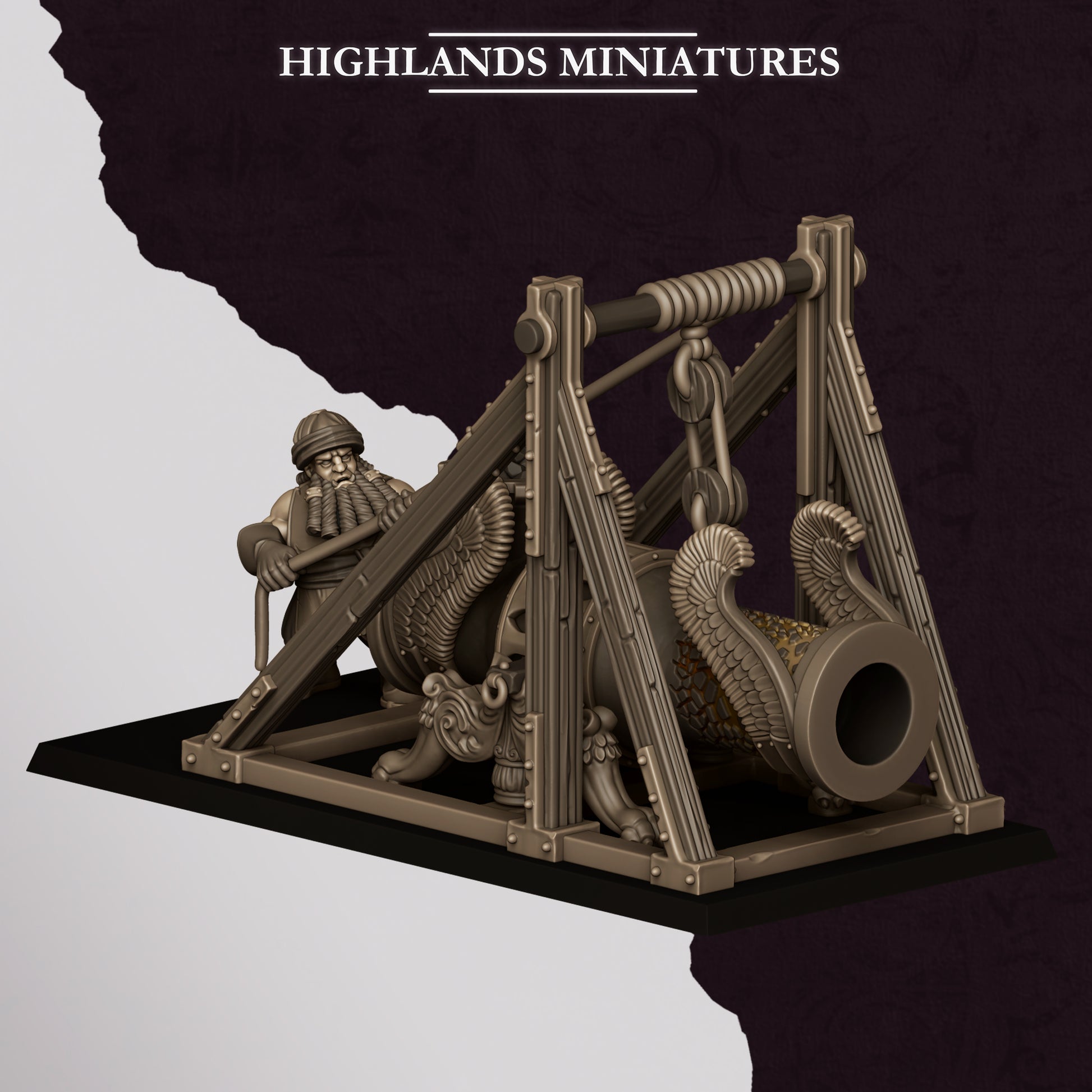 Miniatura Cañón de Marduk Enanos Infernales resina 28mm sin pintar - Drakholm