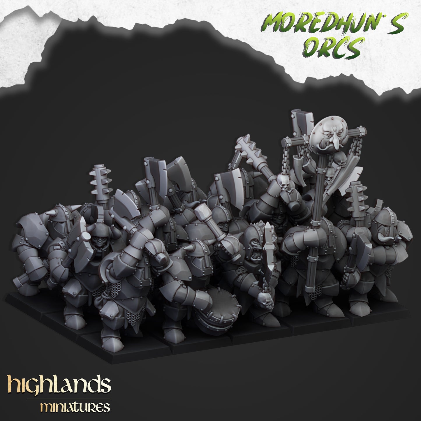 Miniatura Orcos Acorazados Orcos y Goblins resina 28mm sin pintar - Drakholm