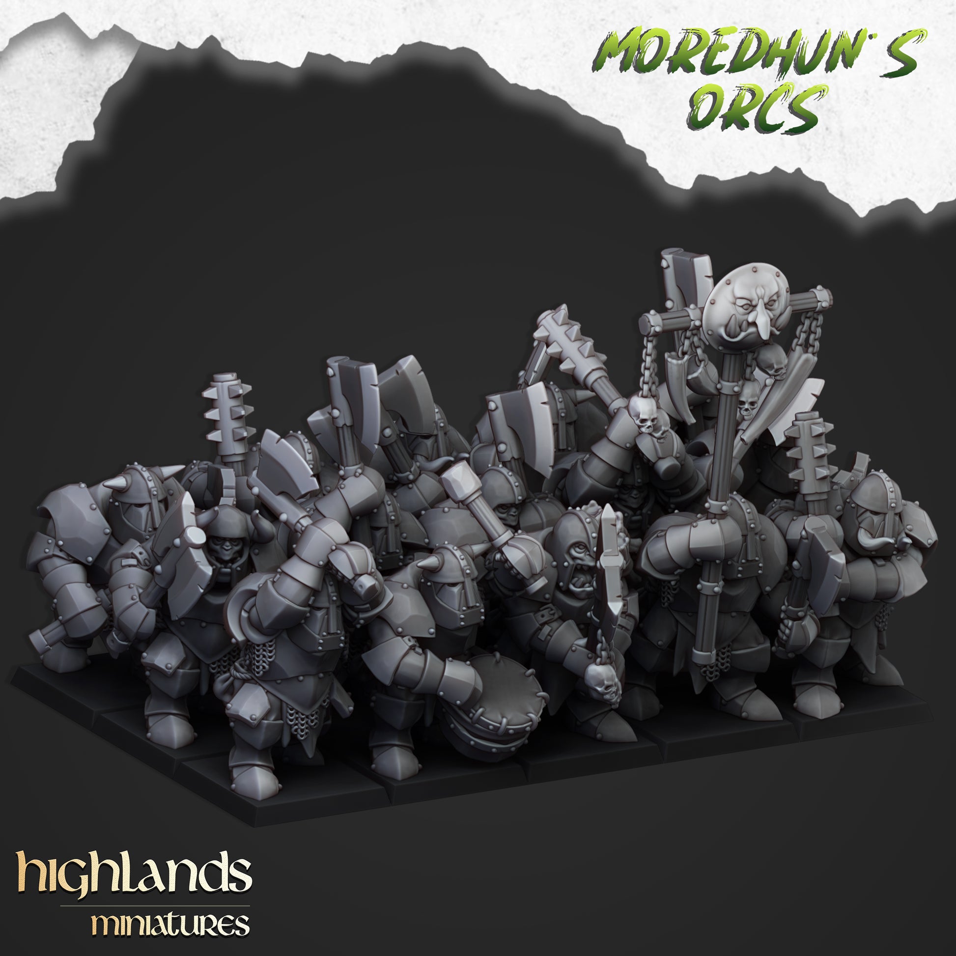 Miniatura Orcos Acorazados Orcos y Goblins resina 28mm sin pintar - Drakholm