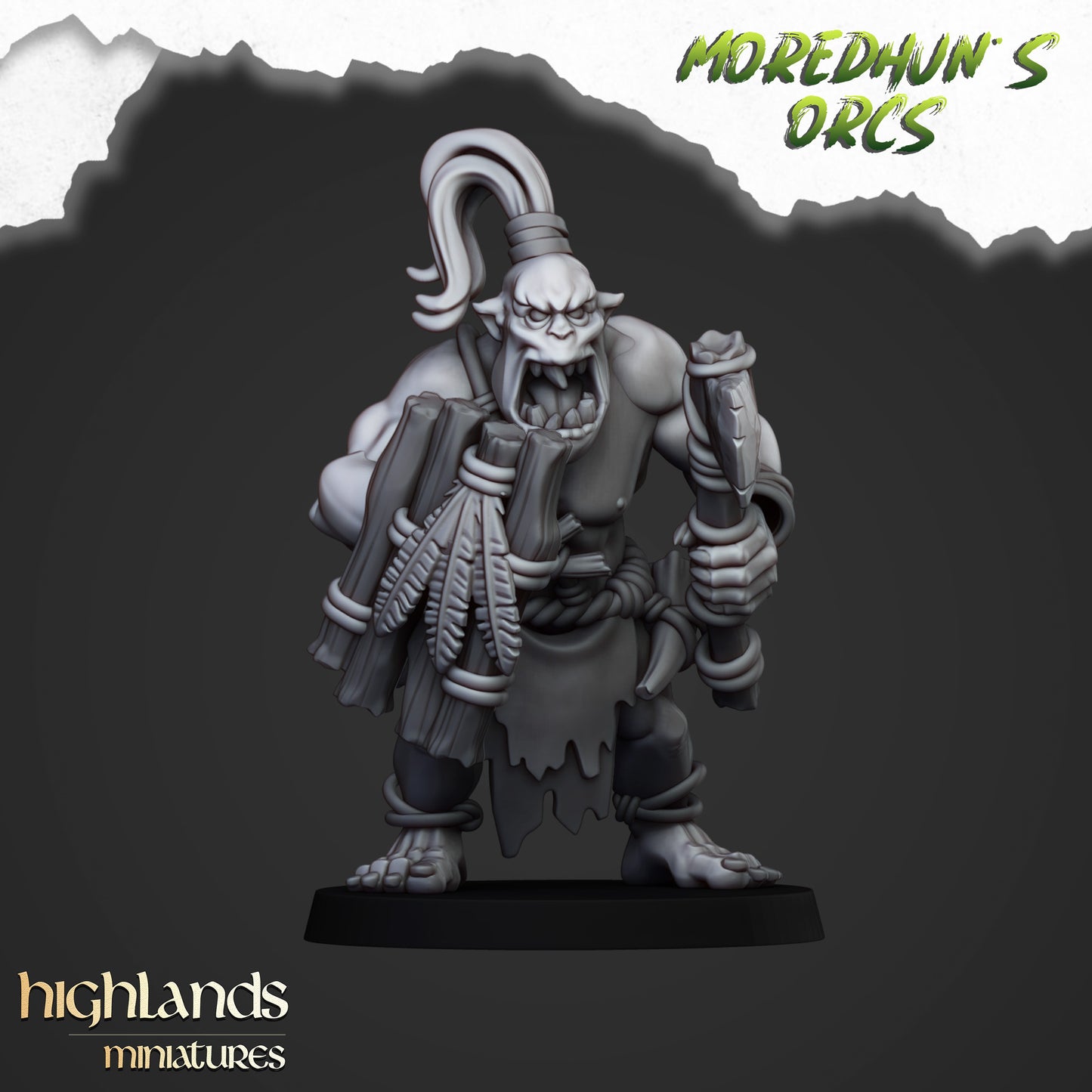 Miniatura Orco de las Cavernas Orcos y Goblins resina 28mm sin pintar - Drakholm