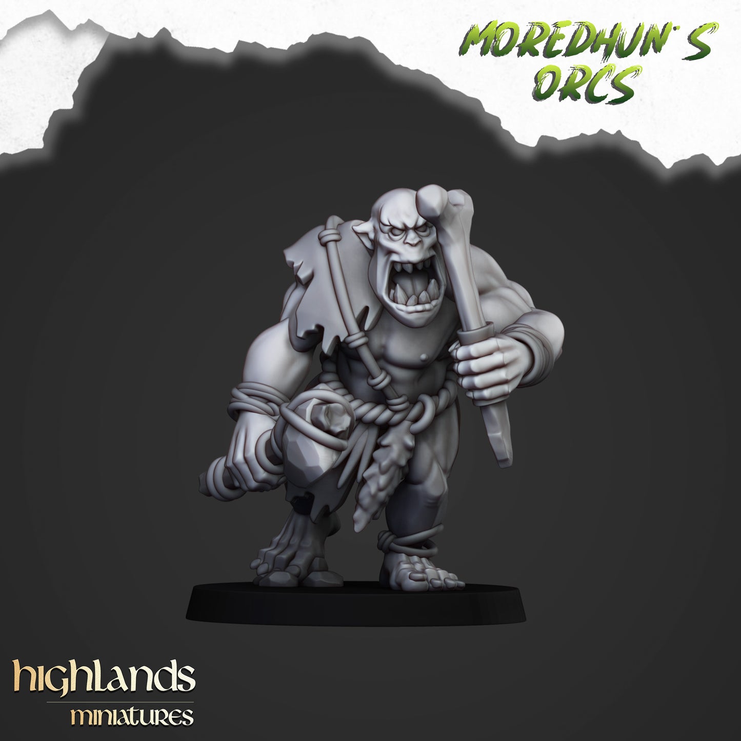 Miniatura Orco de las Cavernas Orcos y Goblins resina 28mm sin pintar - Drakholm