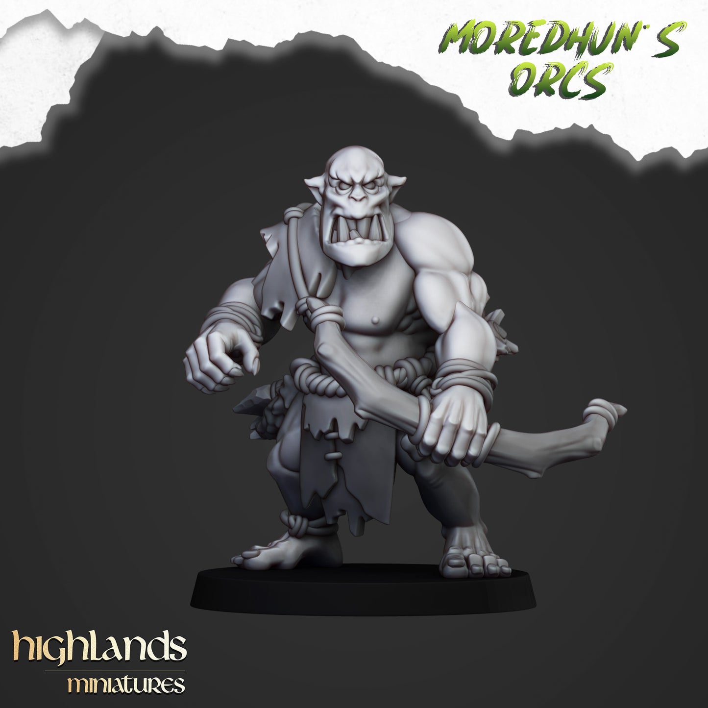 Miniatura Orco de las Cavernas Orcos y Goblins resina 28mm sin pintar - Drakholm