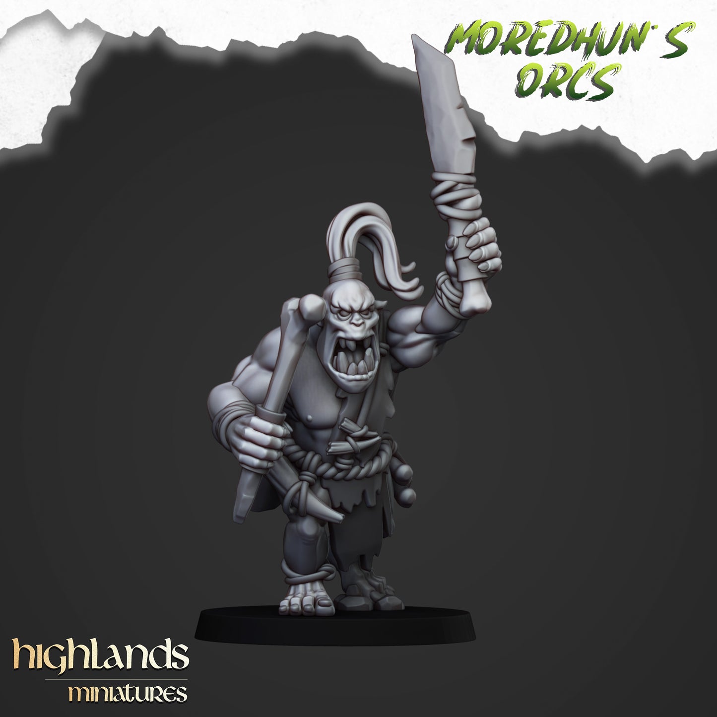 Miniatura Orco de las Cavernas Orcos y Goblins resina 28mm sin pintar - Drakholm