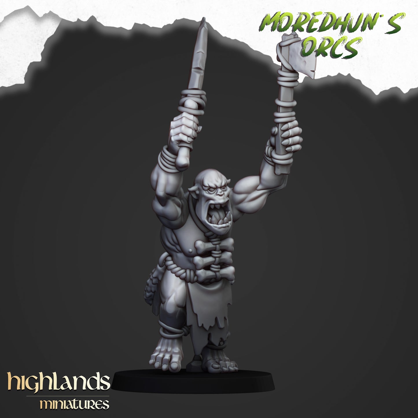 Miniatura Orco de las Cavernas Orcos y Goblins resina 28mm sin pintar - Drakholm