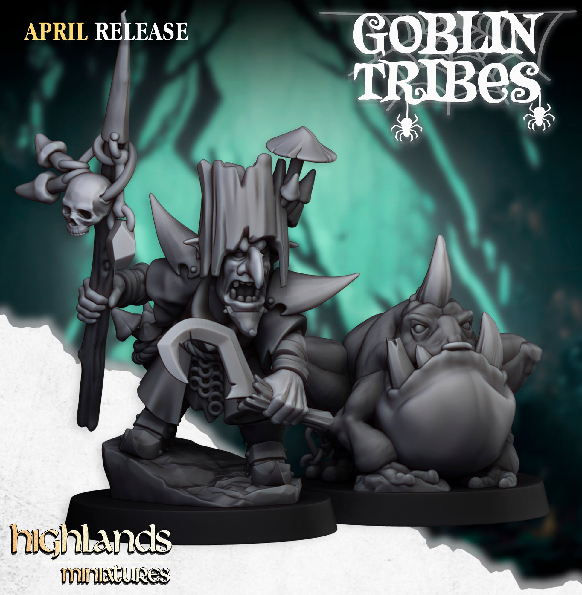 Miniatura Grubnax y Croakulus Orcos y Goblins resina 28mm sin pintar - Drakholm