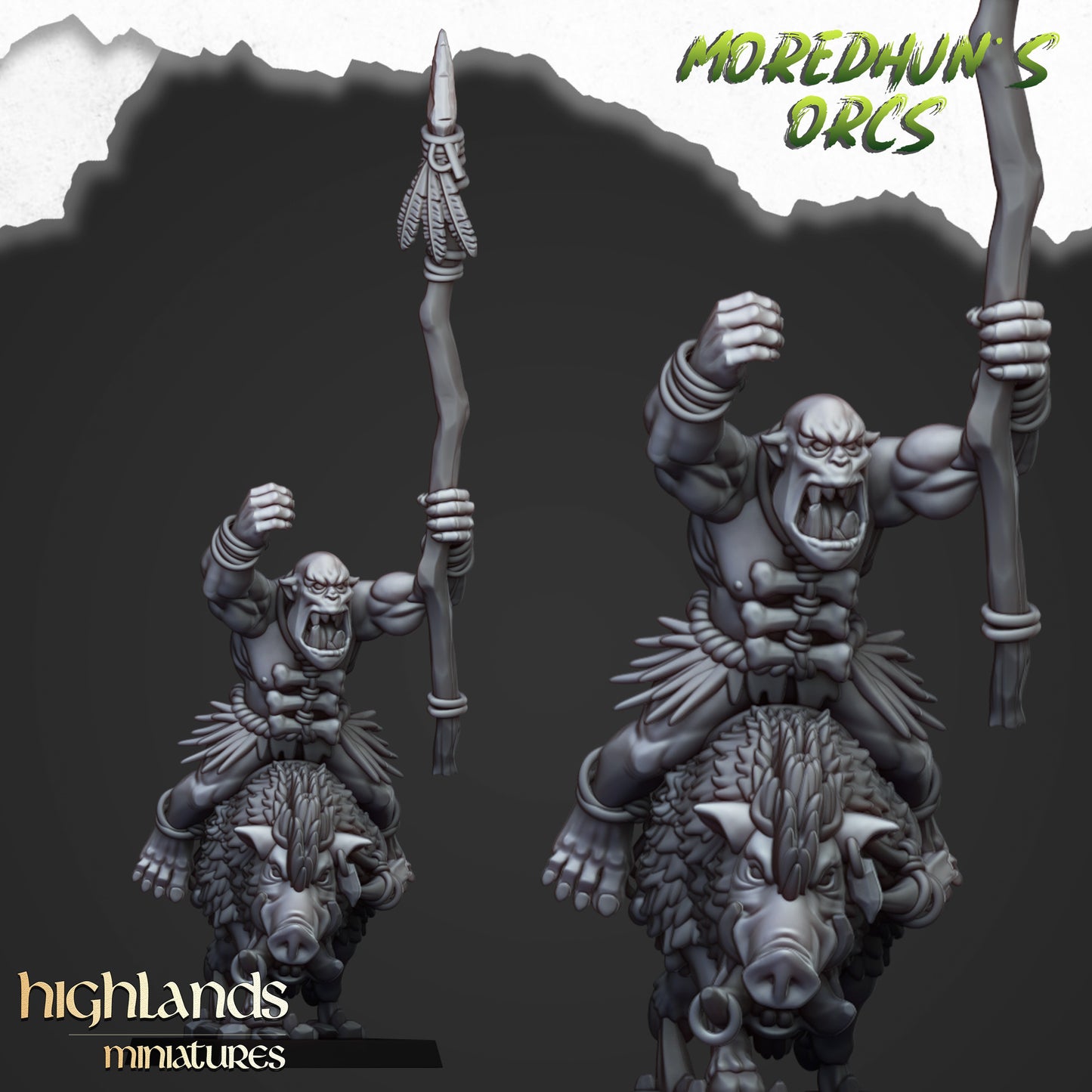 Miniatura Orco de las Cavernas Montado Orcos y Goblins resina 28mm sin pintar - Drakholm