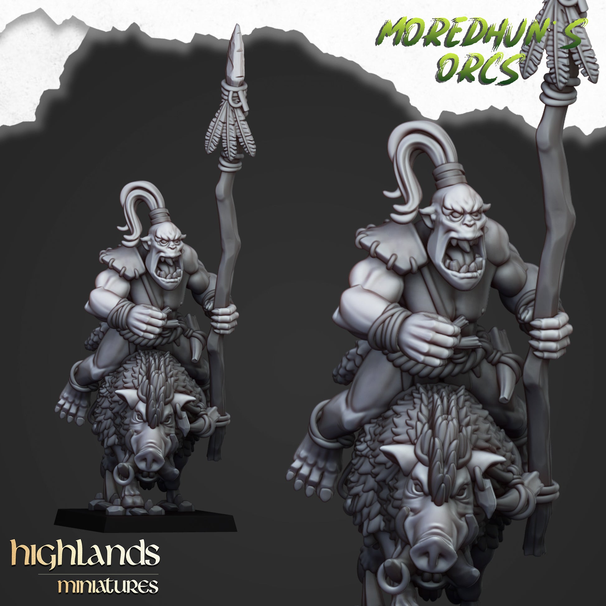 Miniatura Orco de las Cavernas Montado Orcos y Goblins resina 28mm sin pintar - Drakholm