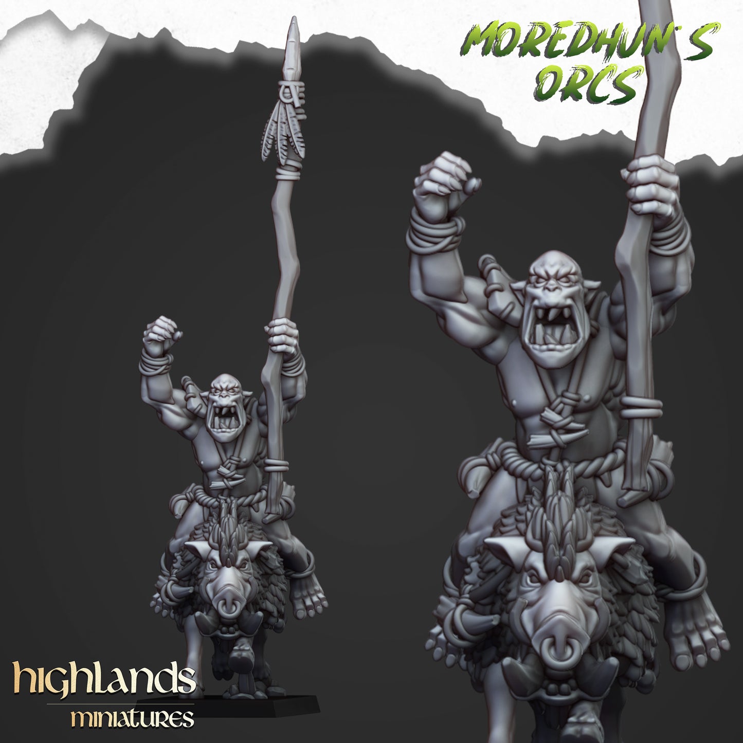 Miniatura Orco de las Cavernas Montado Orcos y Goblins resina 28mm sin pintar - Drakholm