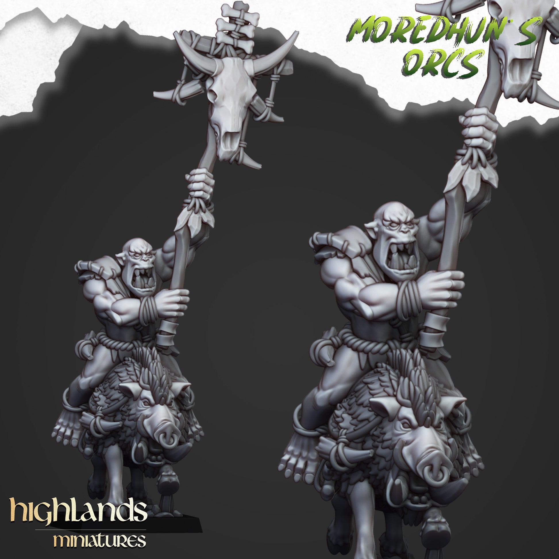 Miniatura Orco de las Cavernas Montado Orcos y Goblins resina 28mm sin pintar - Drakholm