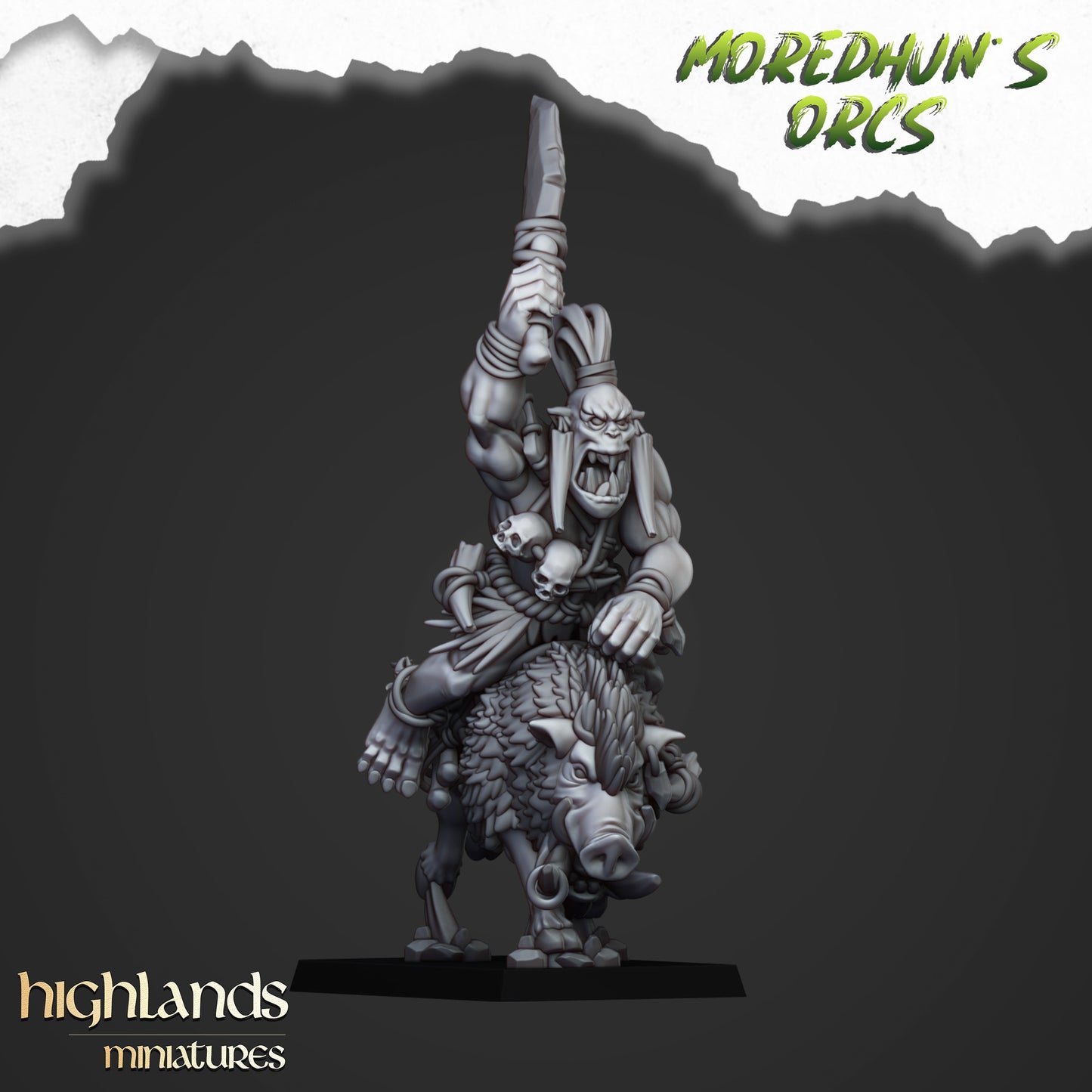 Miniatura Orco de las Cavernas Montado Orcos y Goblins resina 28mm sin pintar - Drakholm