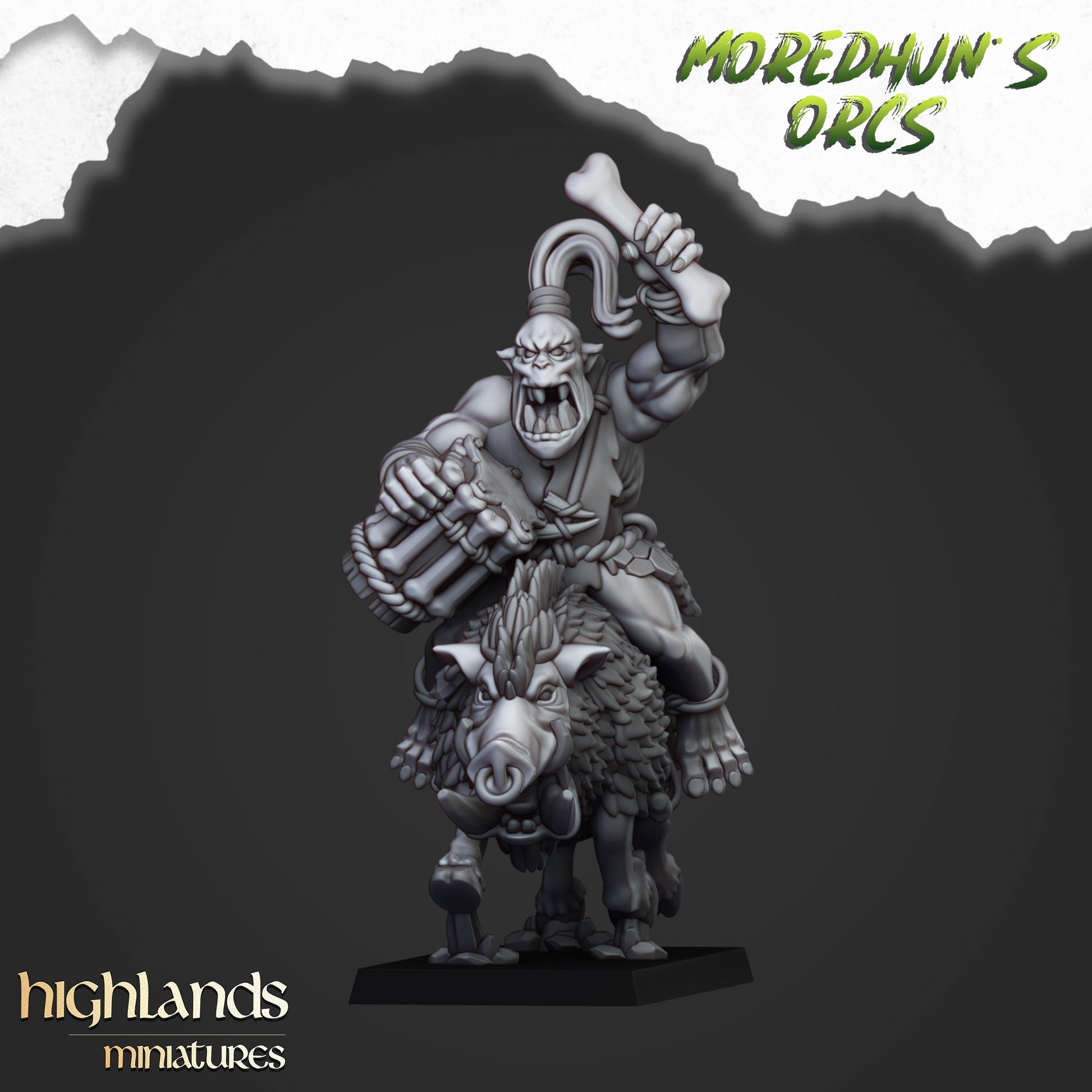 Miniatura Orco de las Cavernas Montado Orcos y Goblins resina 28mm sin pintar - Drakholm