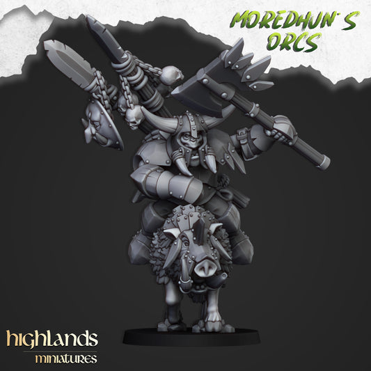 Miniatura Jefe Orco Montado Orcos y Goblins resina 28mm sin pintar - Drakholm