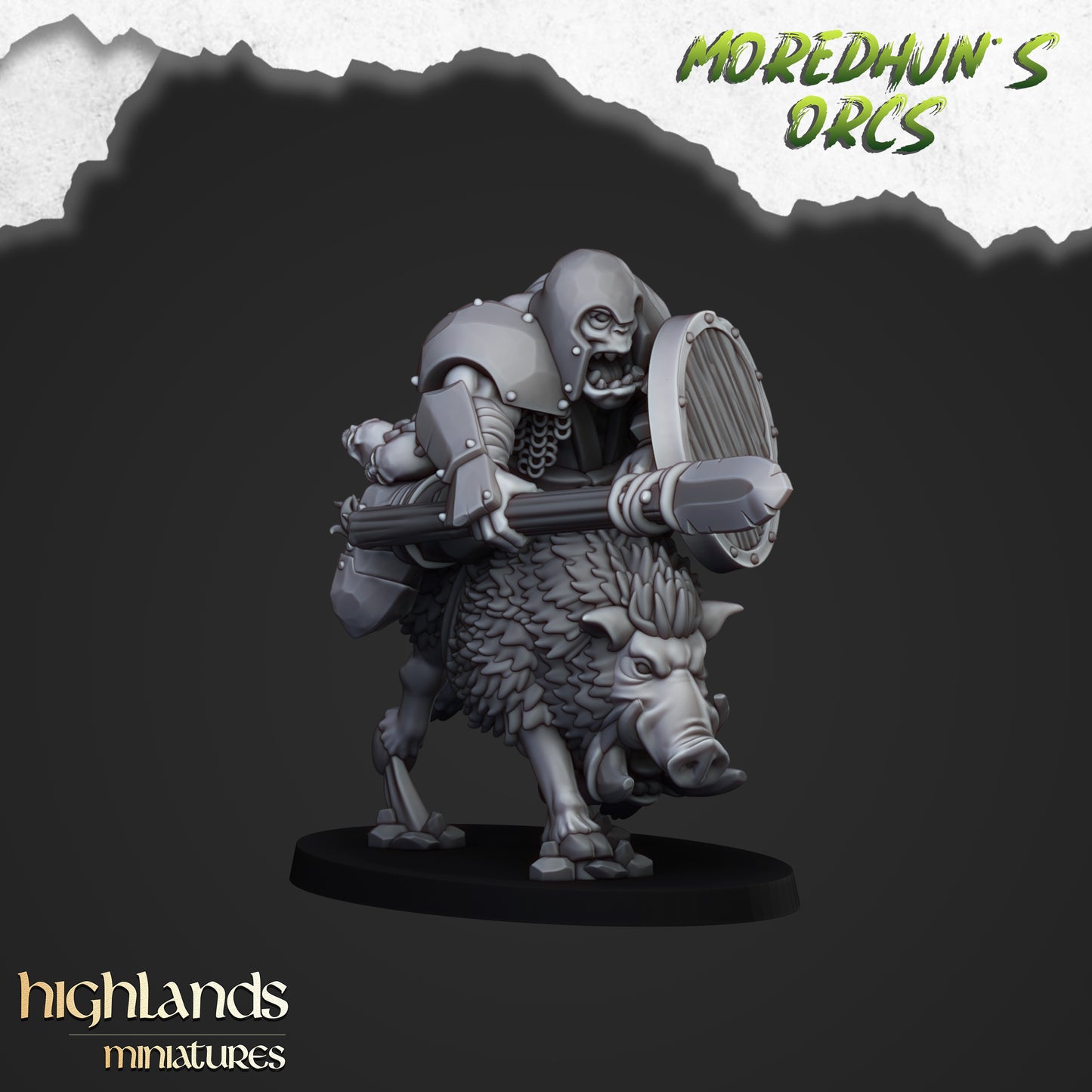 Miniatura Orcos Montados sobre Jabalíes Orcos y Goblins resina 28mm sin pintar - Drakholm