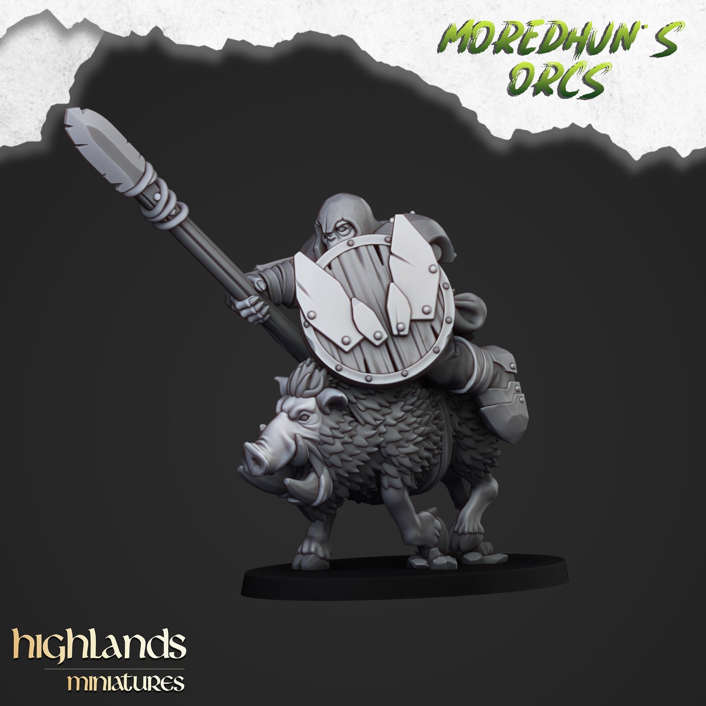 Miniatura Orcos Montados sobre Jabalíes Orcos y Goblins resina 28mm sin pintar - Drakholm