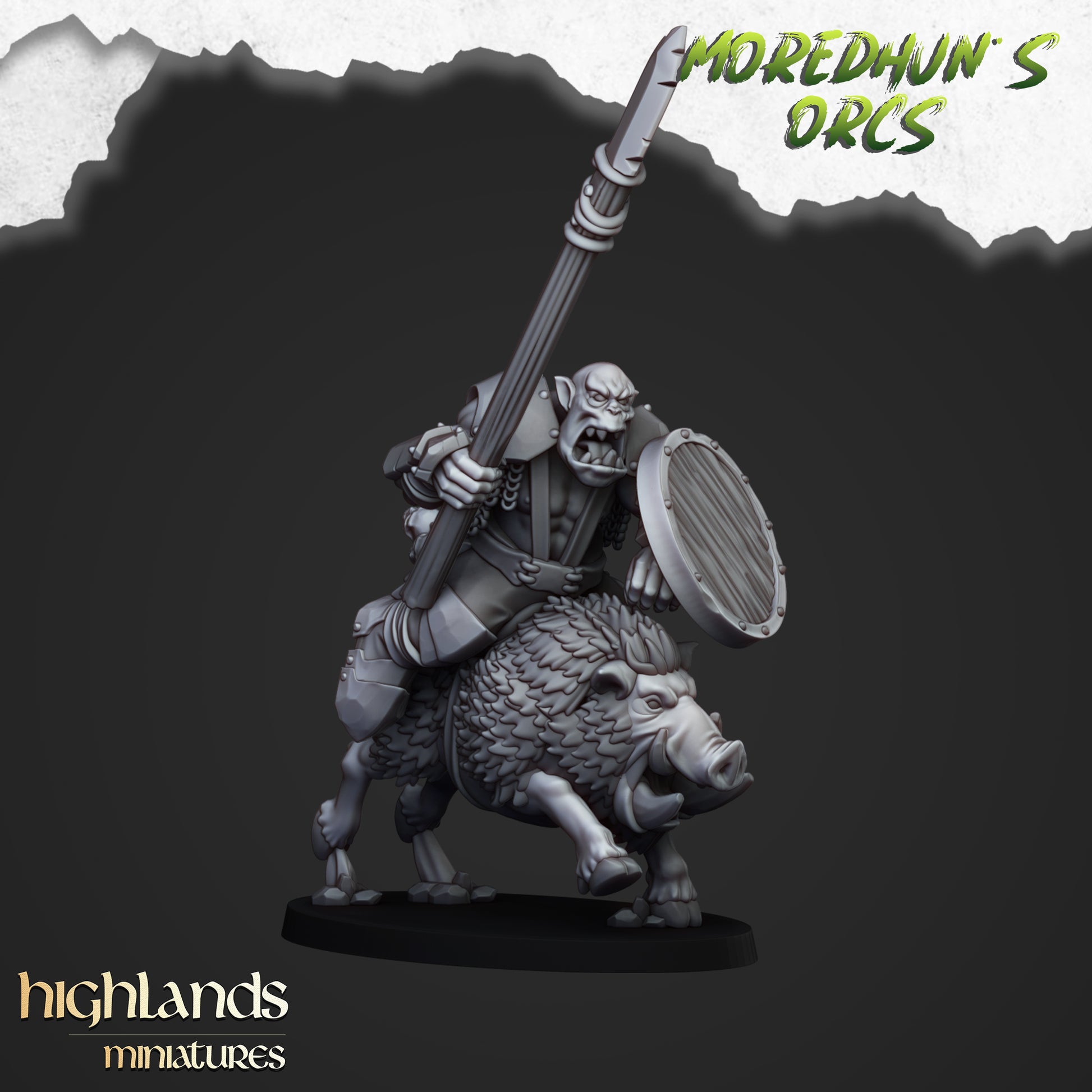 Miniatura Orcos Montados sobre Jabalíes Orcos y Goblins resina 28mm sin pintar - Drakholm