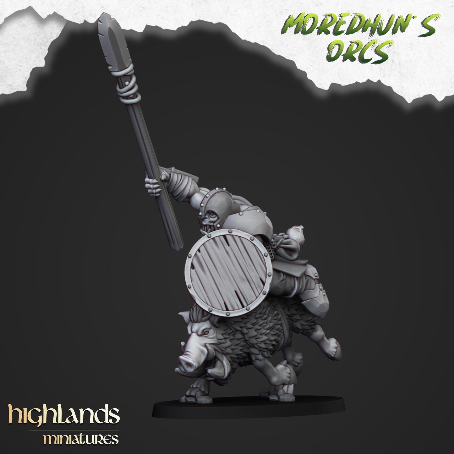 Miniatura Orcos Montados sobre Jabalíes Orcos y Goblins resina 28mm sin pintar - Drakholm