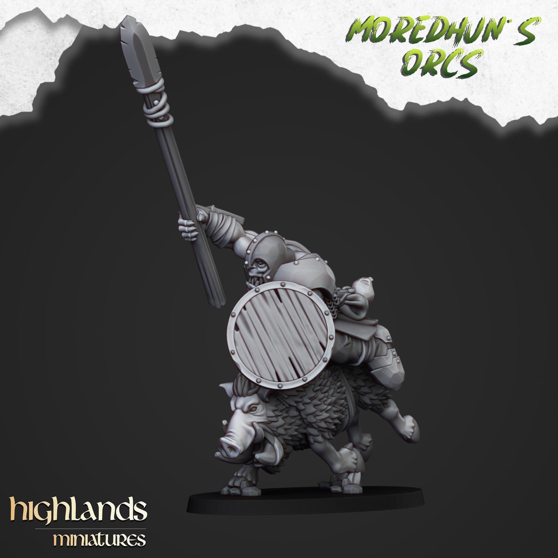 Miniatura Orcos Montados sobre Jabalíes Orcos y Goblins resina 28mm sin pintar - Drakholm