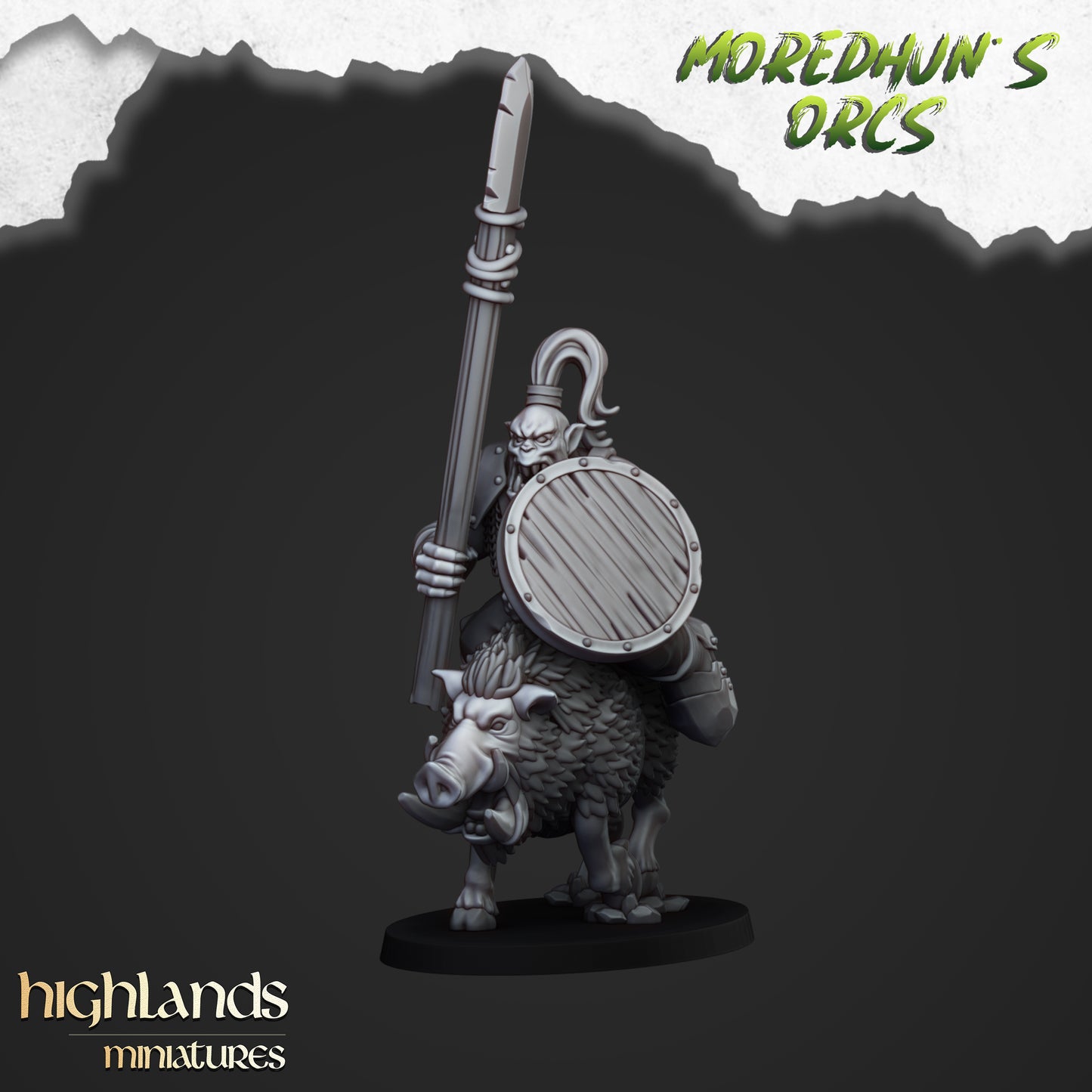 Miniatura Orcos Montados sobre Jabalíes Orcos y Goblins resina 28mm sin pintar - Drakholm