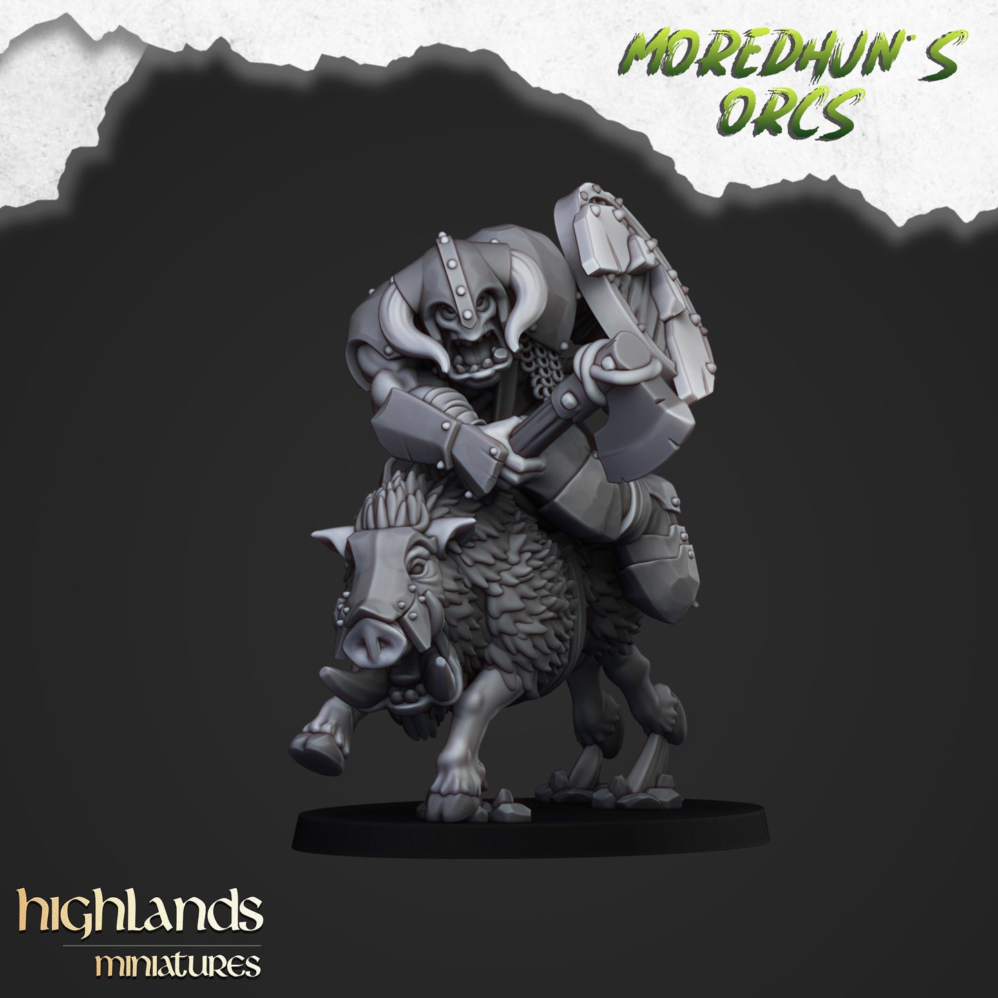 Miniatura Orcos Montados sobre Jabalíes Orcos y Goblins resina 28mm sin pintar - Drakholm