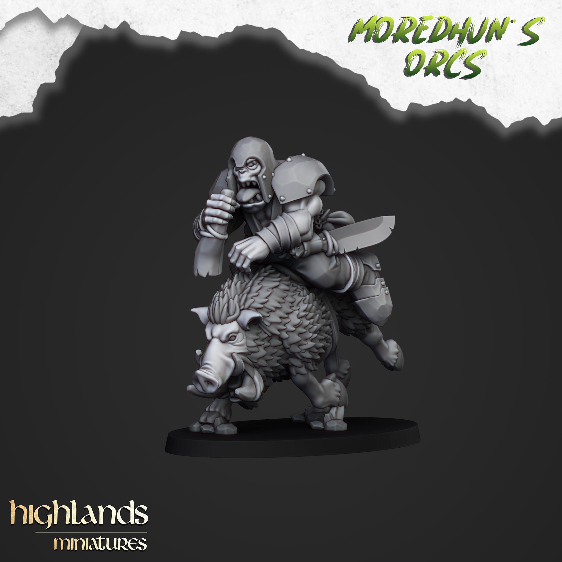 Miniatura Orcos Montados sobre Jabalíes Orcos y Goblins resina 28mm sin pintar - Drakholm
