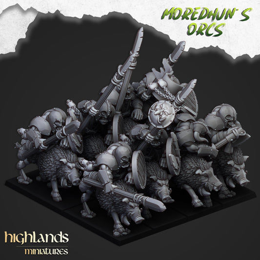 Miniatura Orcos Montados sobre Jabalíes Orcos y Goblins resina 28mm sin pintar - Drakholm