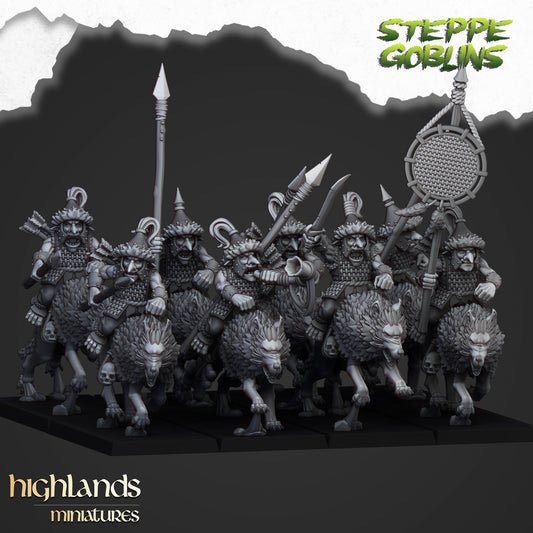 Miniatura Goblins de la Estepa Montados Orcos y Goblins resina 28mm sin pintar - Drakholm