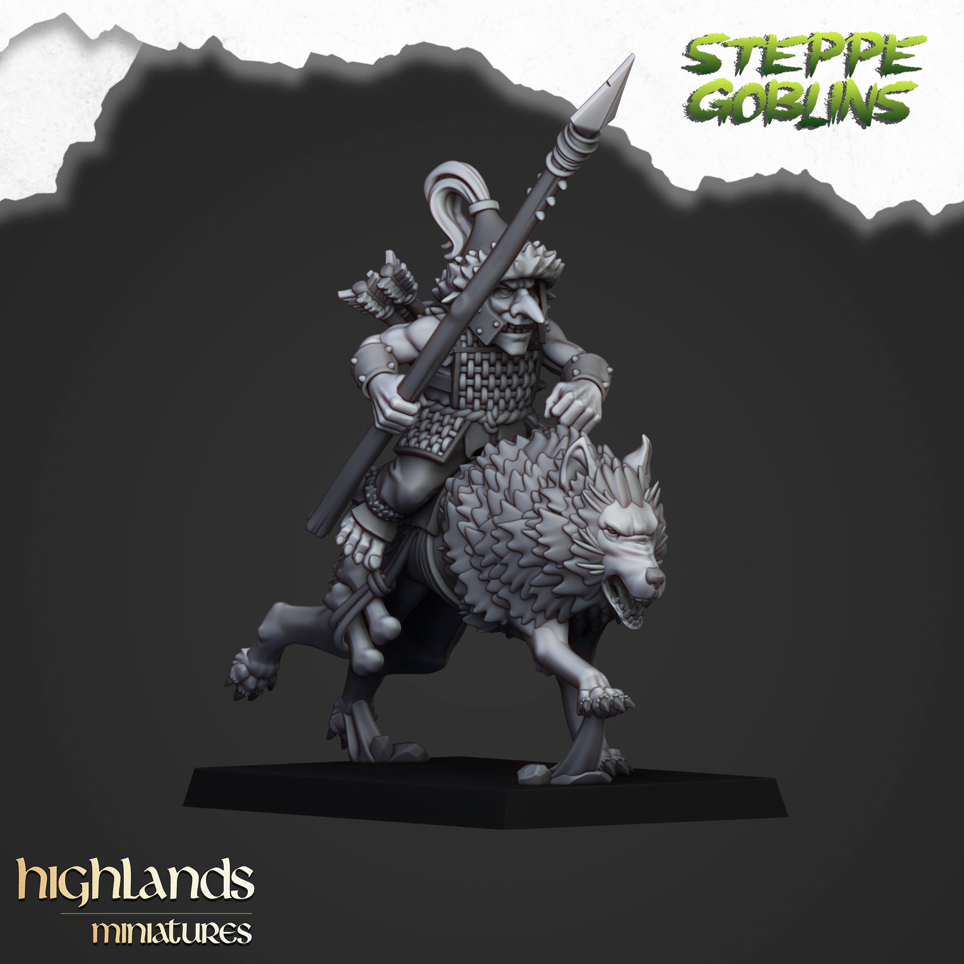 Miniatura Goblins de la Estepa Montados Orcos y Goblins resina 28mm sin pintar - Drakholm