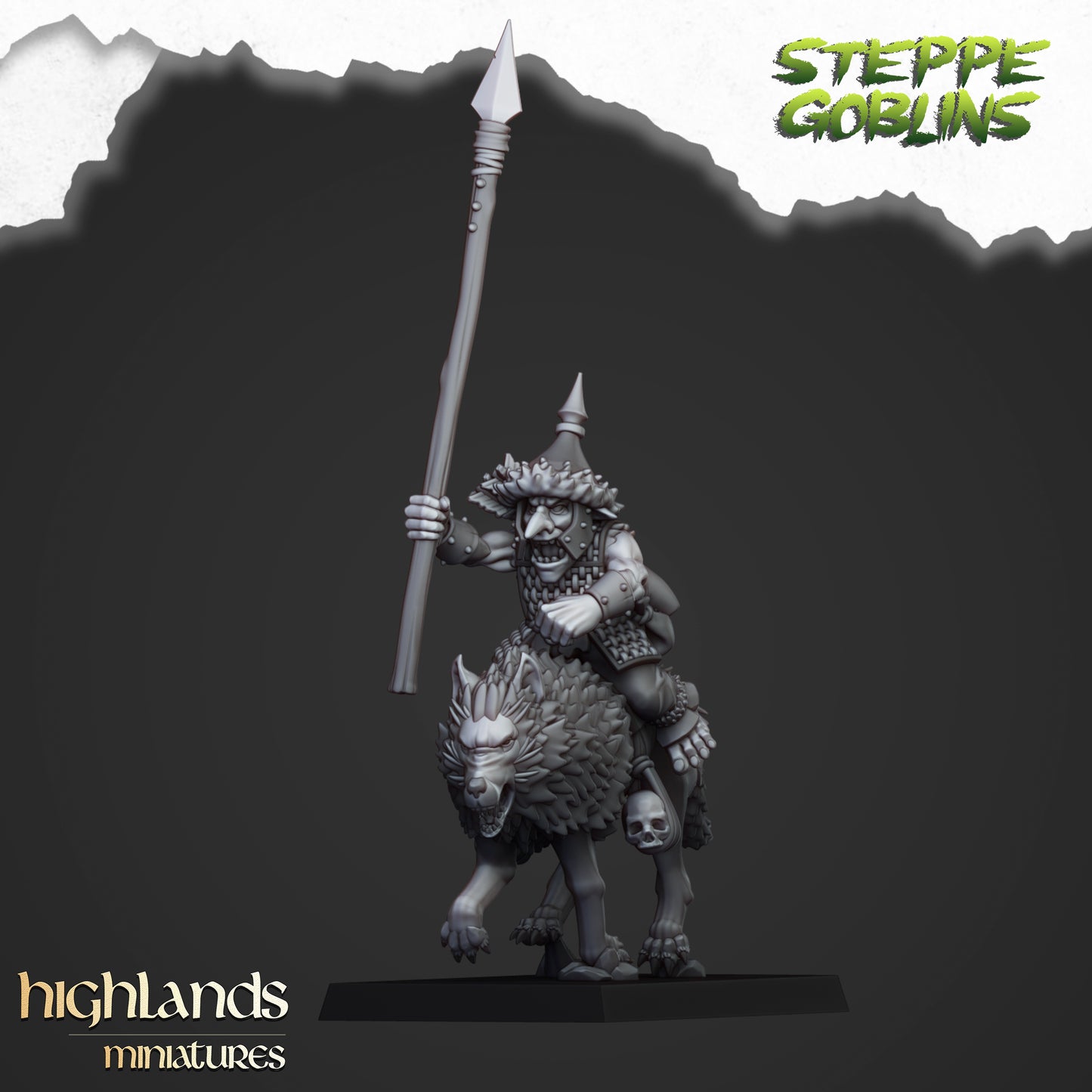Miniatura Goblins de la Estepa Montados Orcos y Goblins resina 28mm sin pintar - Drakholm