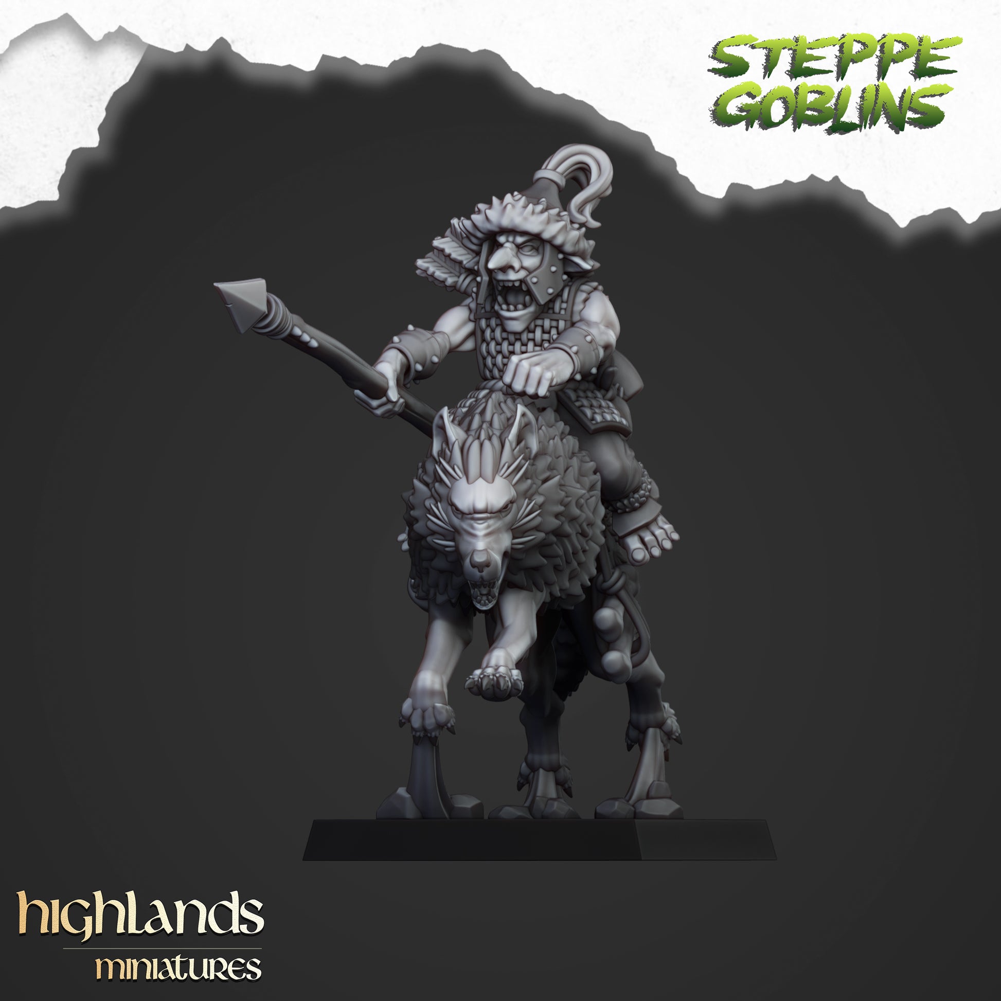 Miniatura Goblins de la Estepa Montados Orcos y Goblins resina 28mm sin pintar - Drakholm