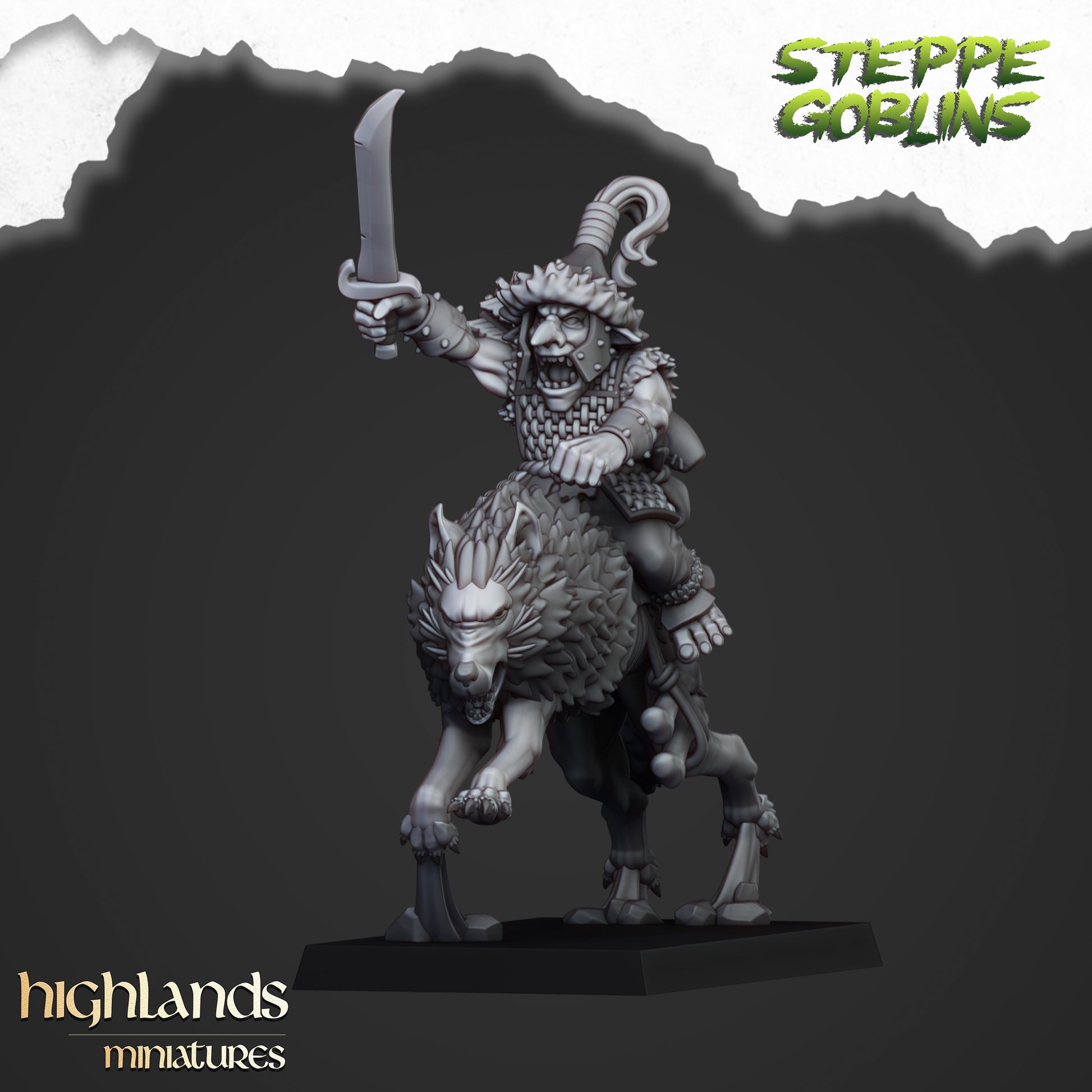 Miniatura Goblins de la Estepa Montados Orcos y Goblins resina 28mm sin pintar - Drakholm